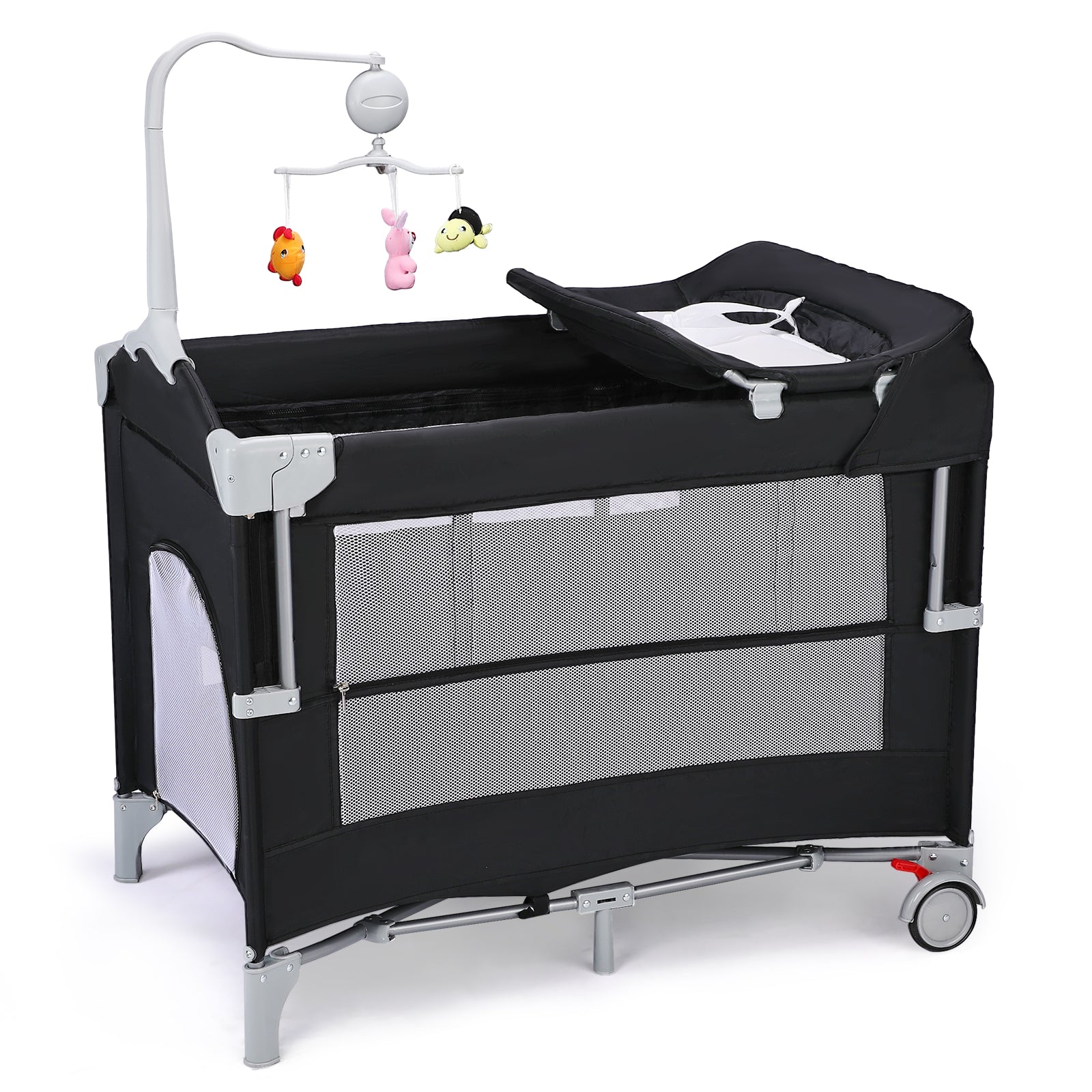 JOYMOR 5 in 1 Baby Bedside Crib Sleeper with Diaper Changing Table