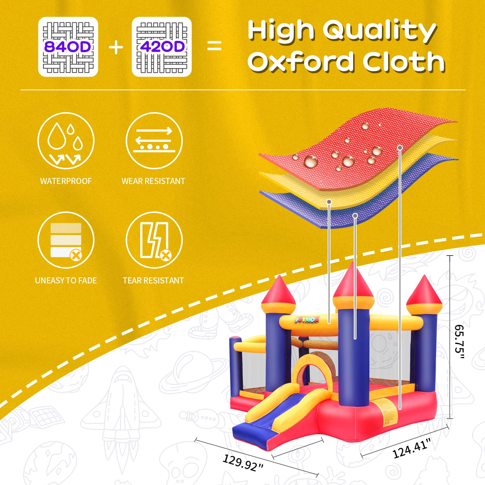 JOYMOR Inflatable Bounce Castle House with Slide & Blower – Backyard Fun