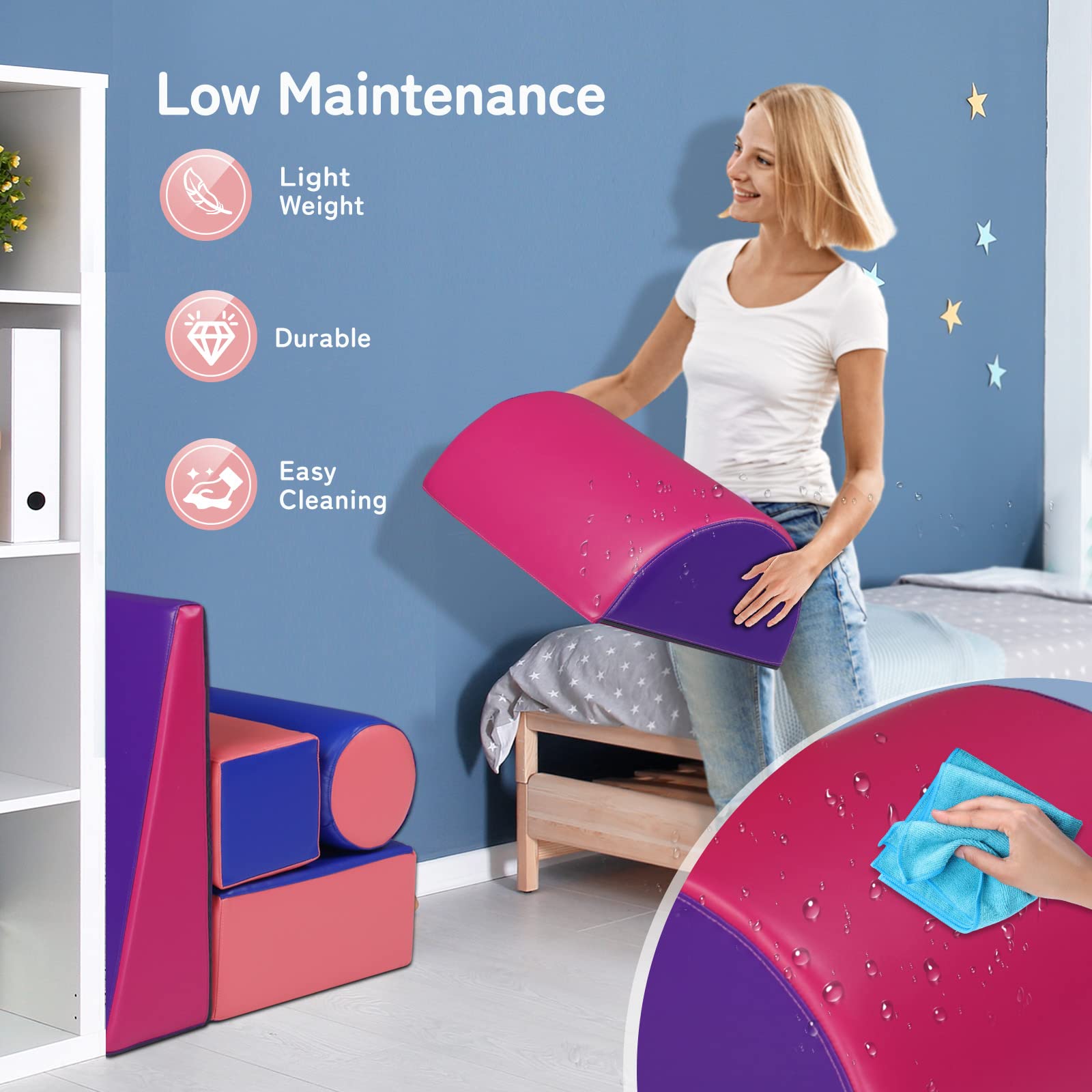 JOYMOR 5-Piece Soft Foam Climbing Blocks and Crawl Activity Playset