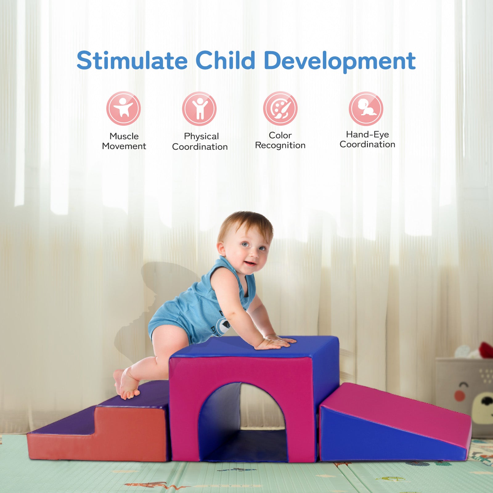 JOYMOR 3-Piece Foam Climbing Blocks Activity Playset