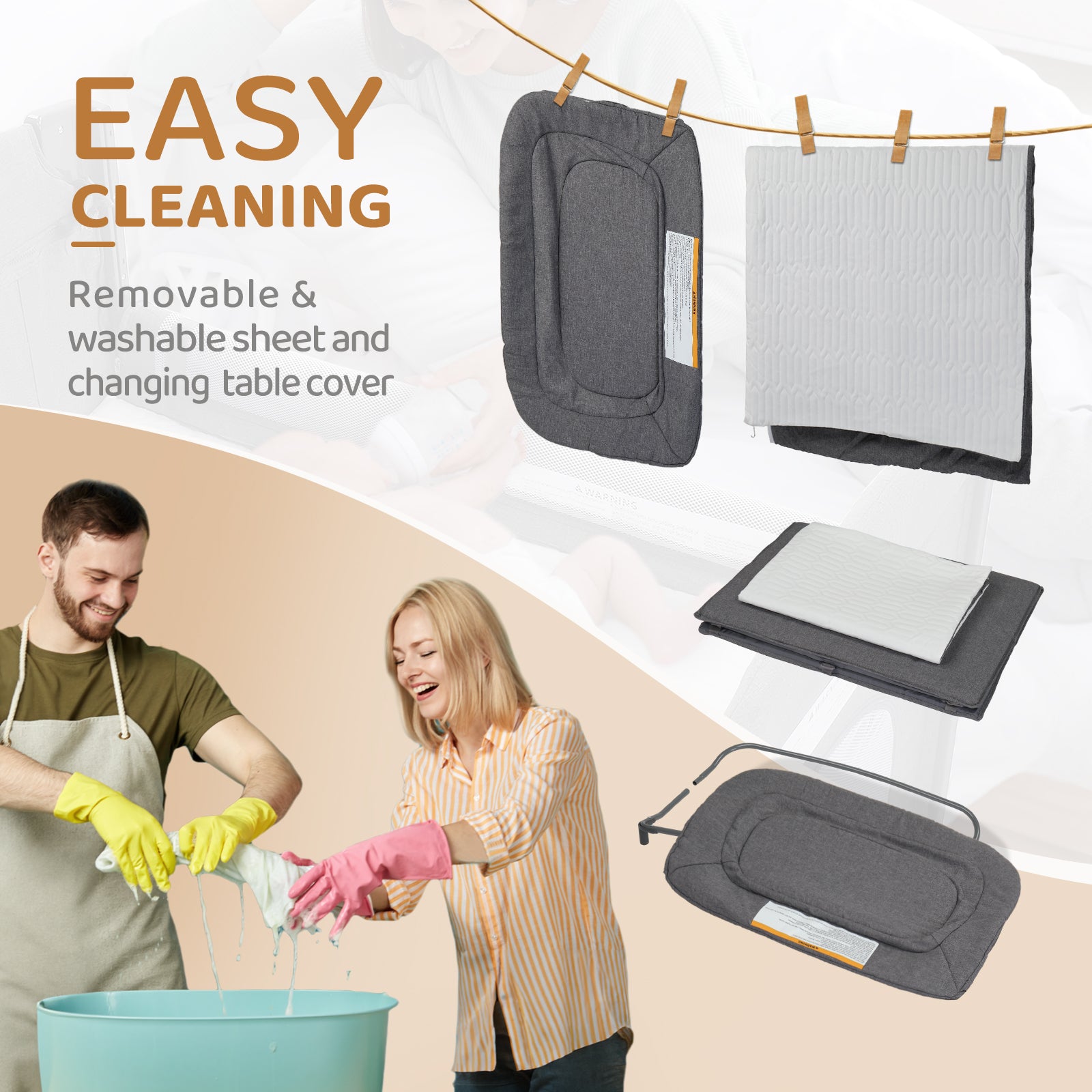 JOYMOR 3 in 1 Baby Bassinets Crib Bedside Sleeper with Mattress and Sheet