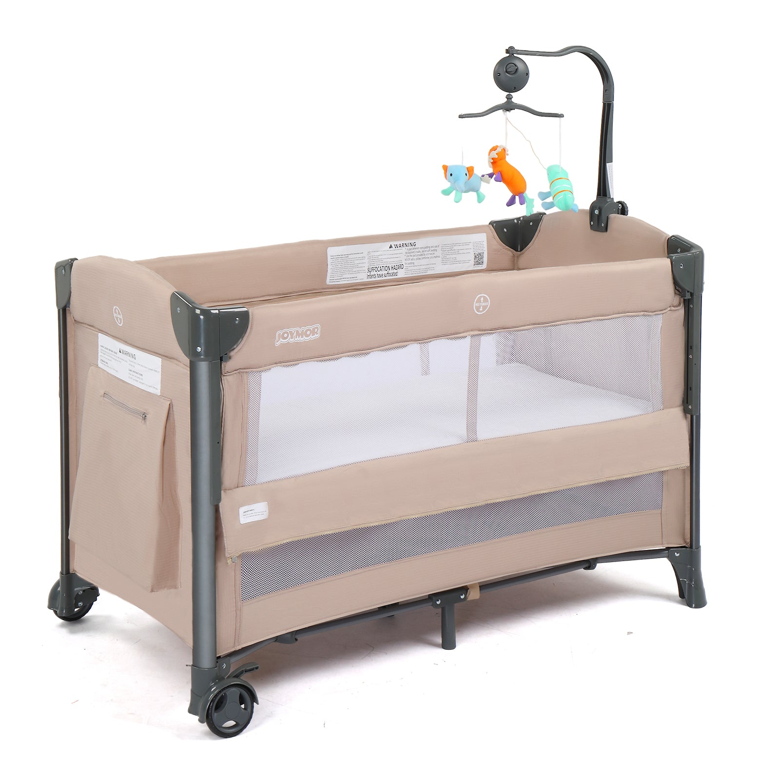 JOYMOR 3 in 1 Baby Bassinets Crib Bedside Sleeper with Mattress and Sheet