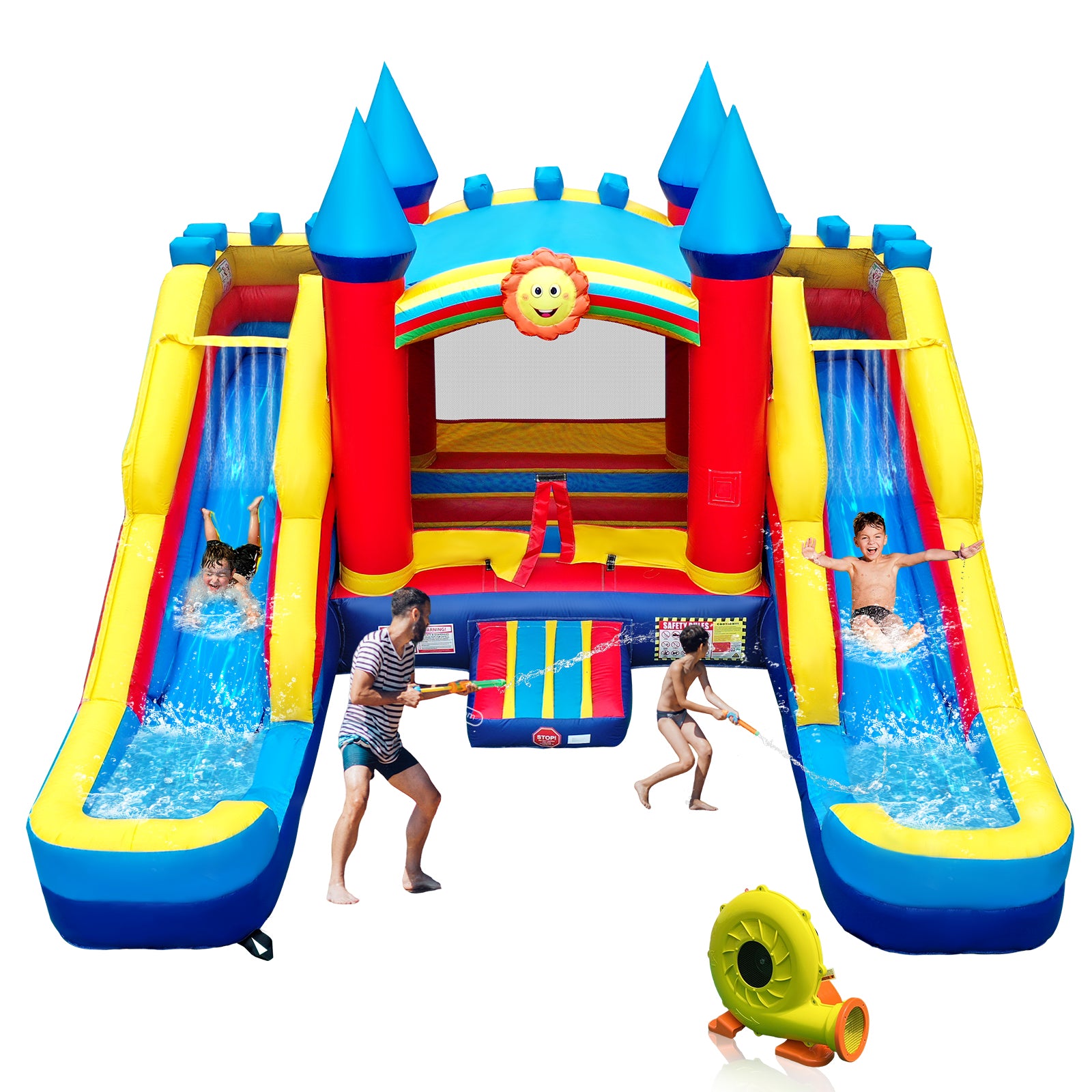 JOYMOR Commercial Grade Inflatable Bounce House with Double Water Slides