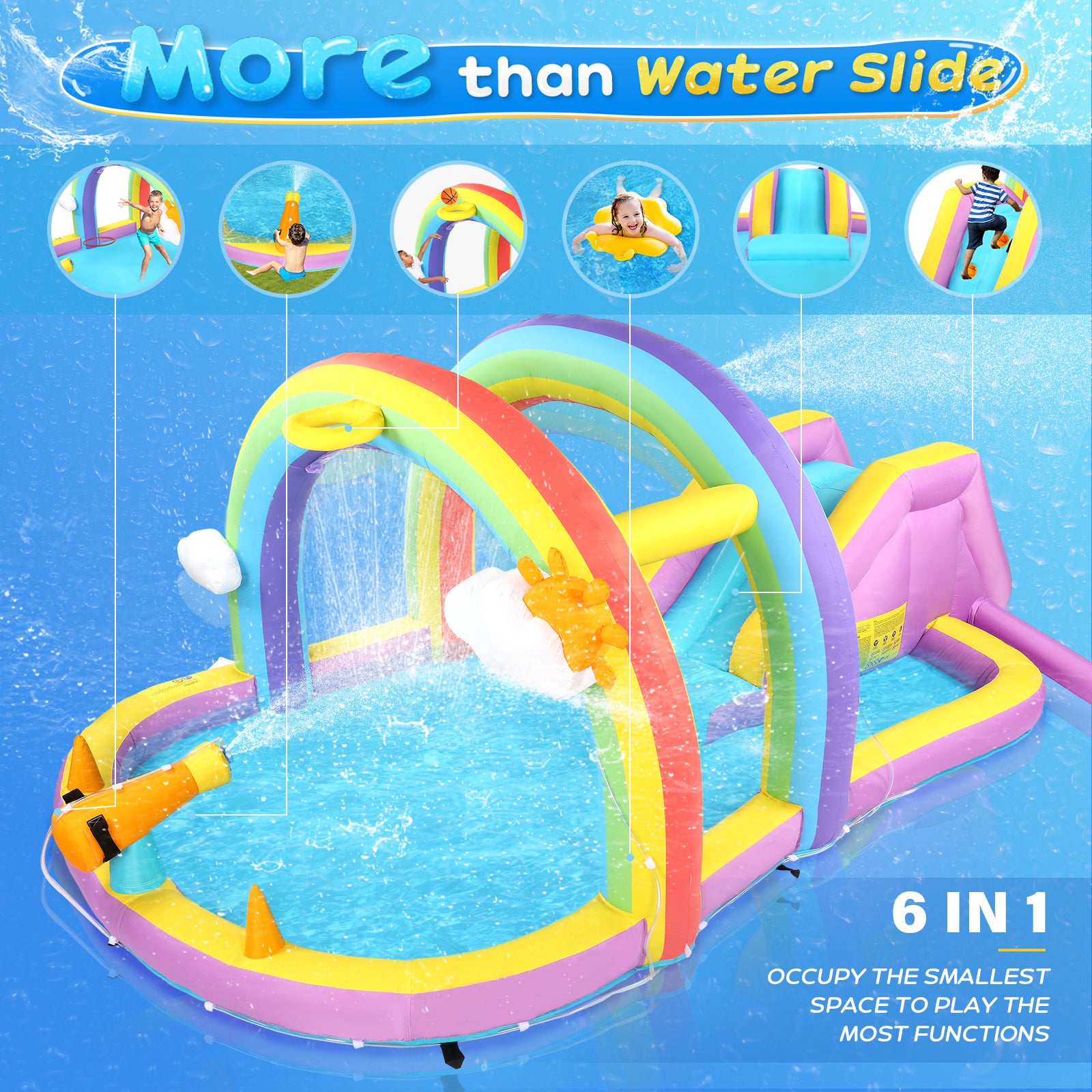 JOYMOR Backyard Kids Inflatable Water Slide Park