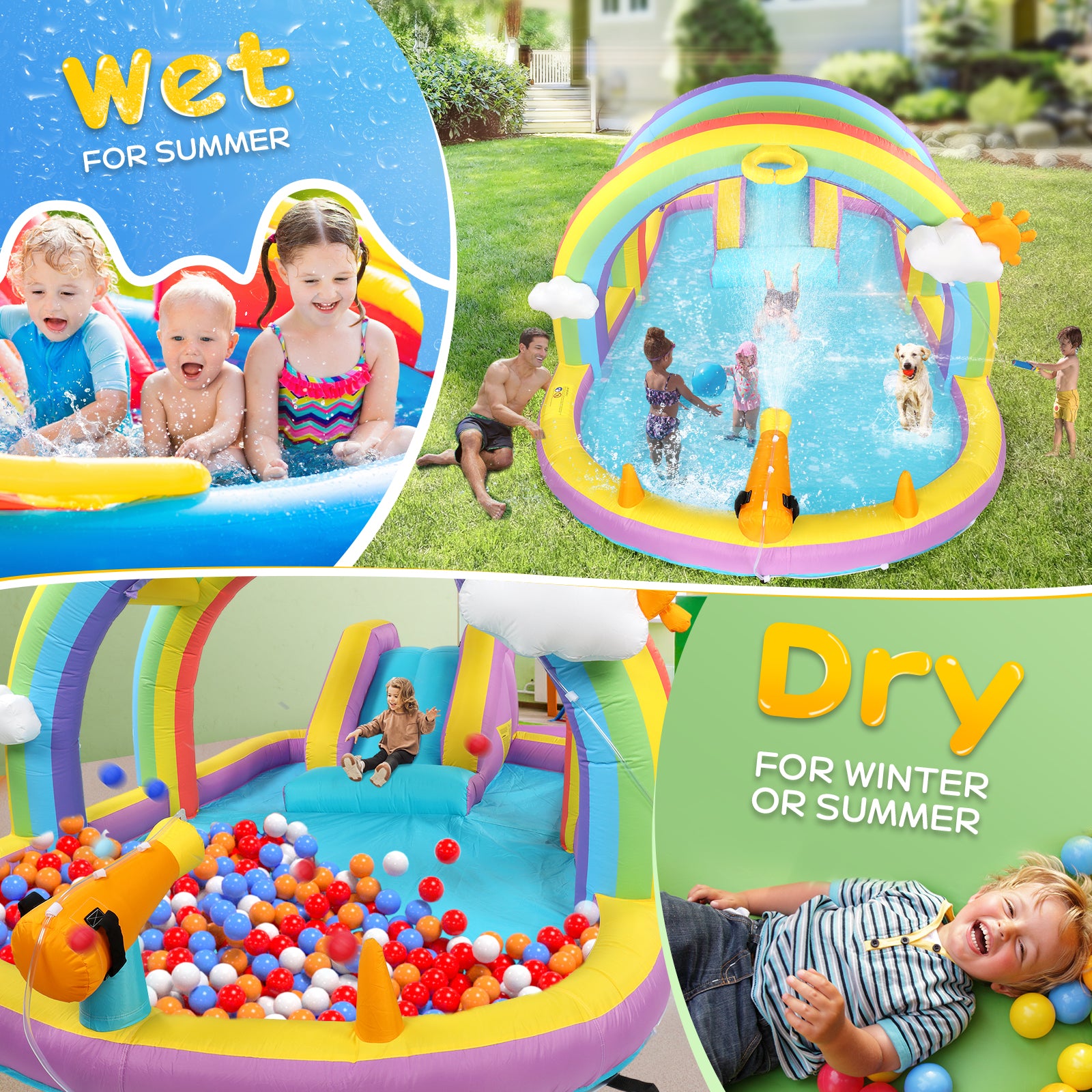 JOYMOR Backyard Kids Inflatable Water Slide Park