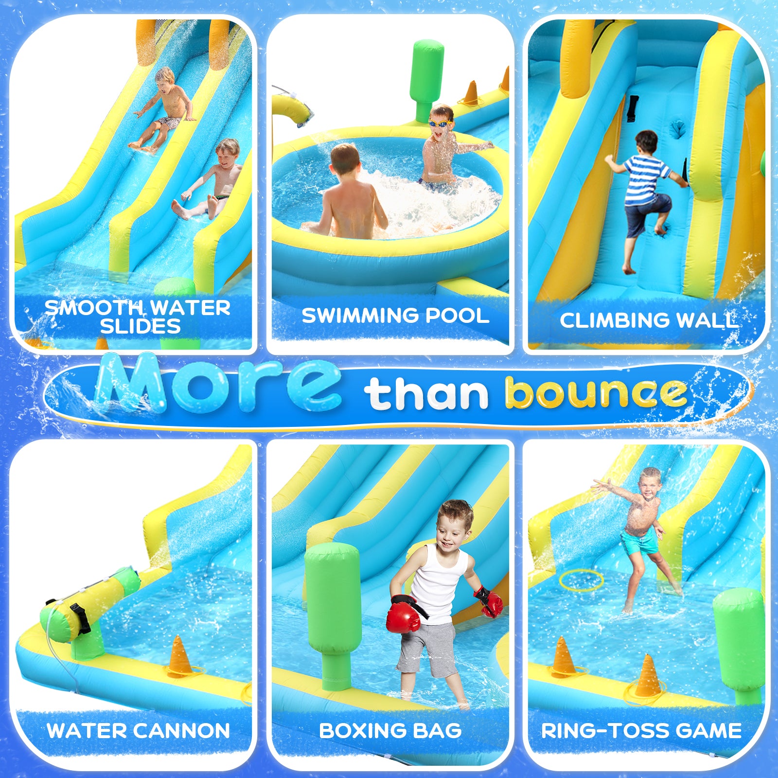 JOYMOR 11-in-1 Kids Backyard inflatable Water Slide Bounce House with Pool