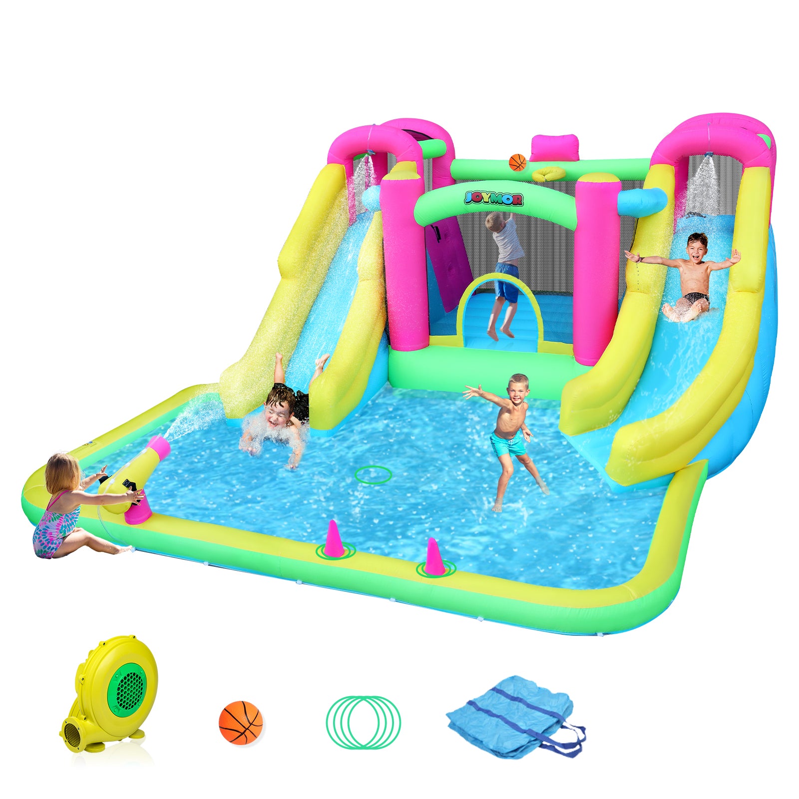 JOYMOR 8-in-1 Backyard Kids Inflatable Water Slide Park
