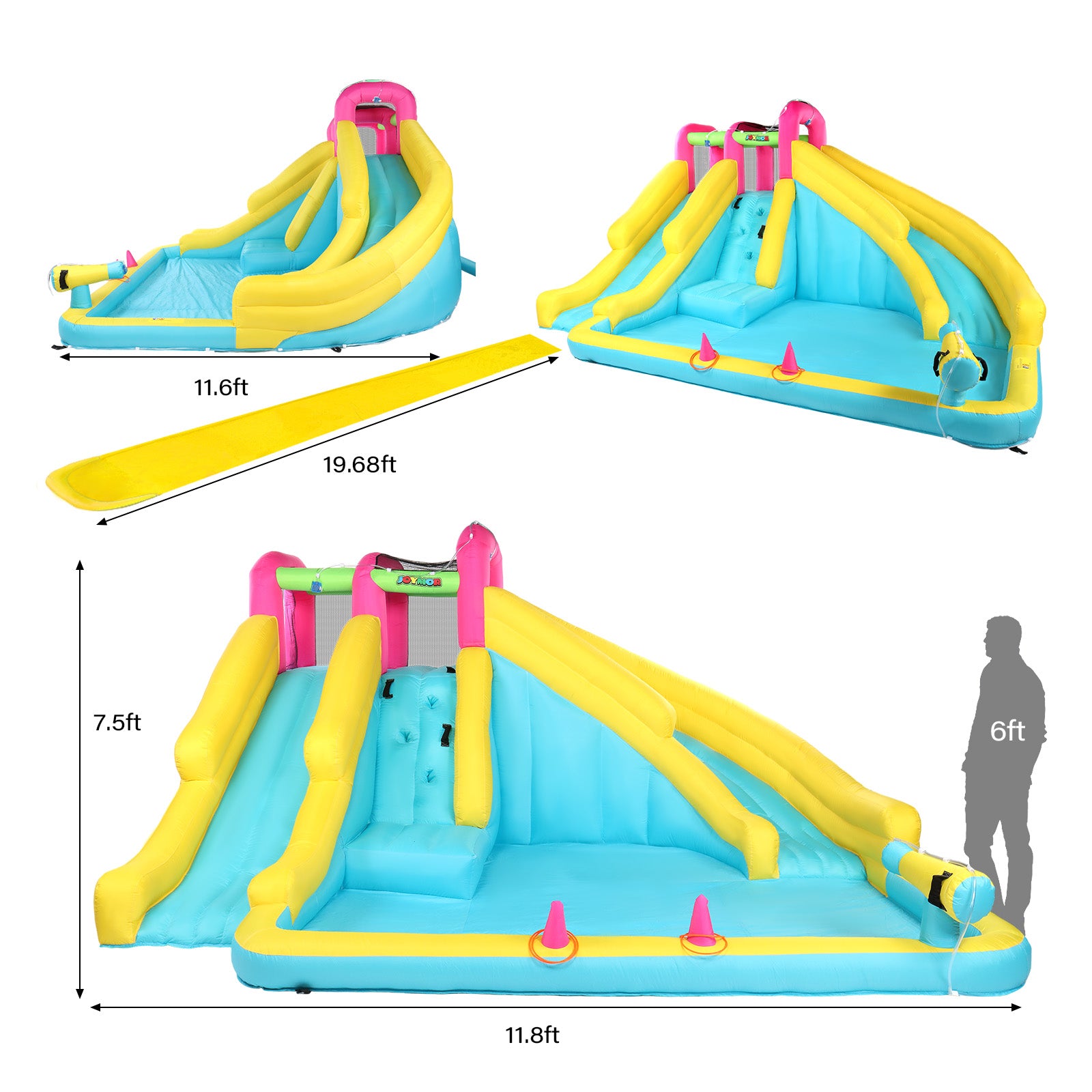 JOYMOR Backyard Inflatable Water Bounce House with 20ft Water Slide Castle