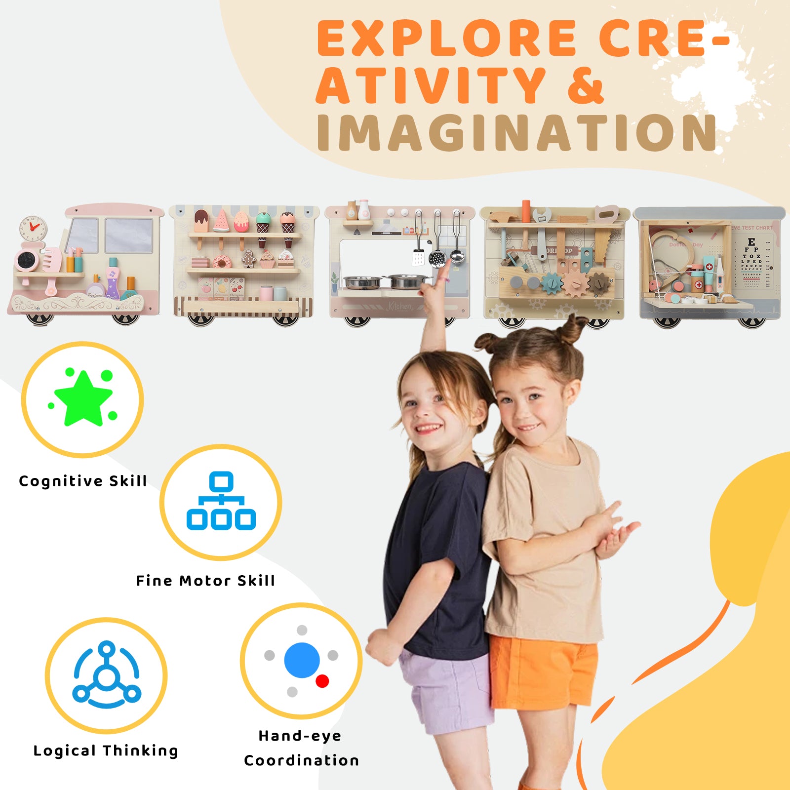 JOYMOR Train Activity Wall Busy Board Panels