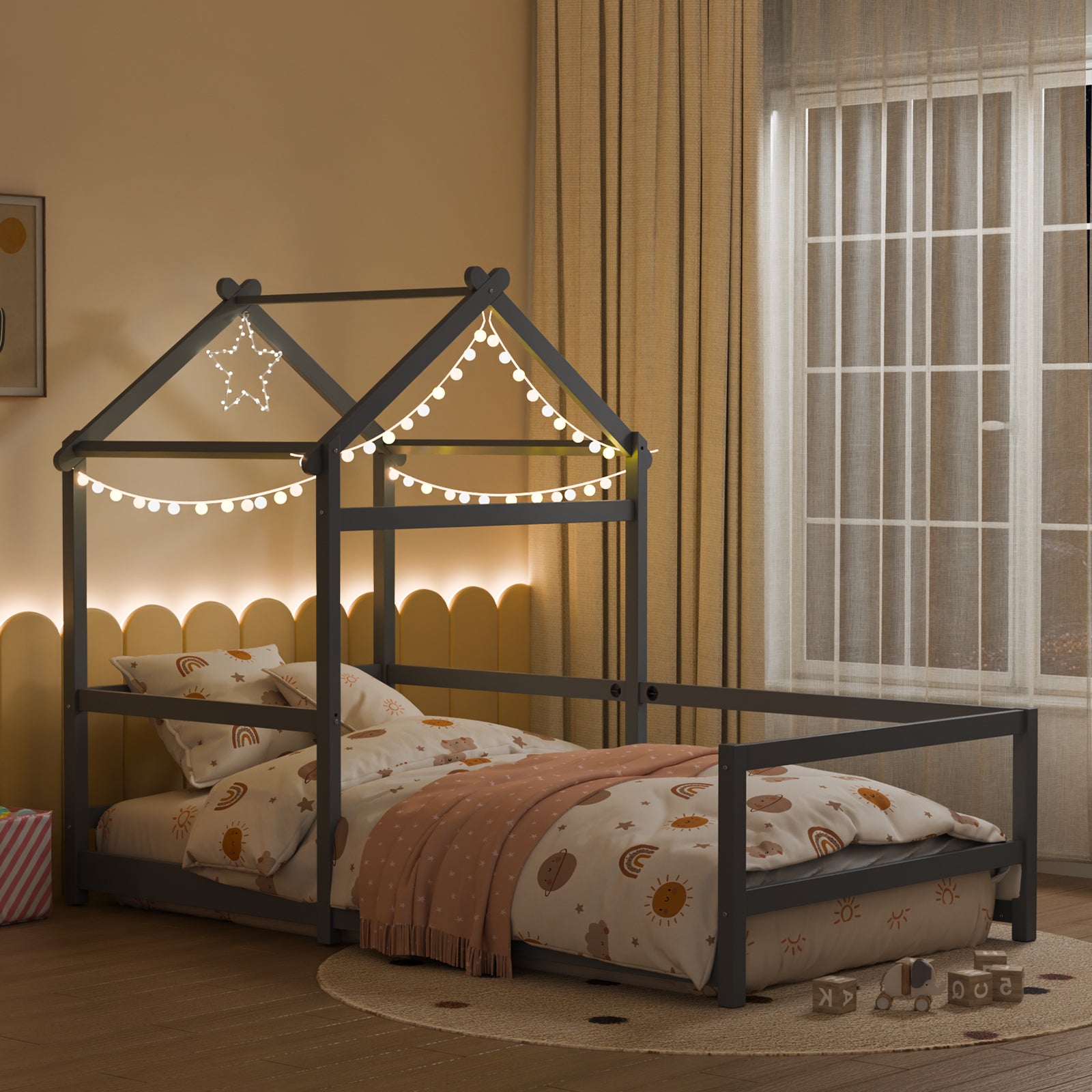 JOYMOR Twin Size Bed Frame Wood Montessori Style Bed