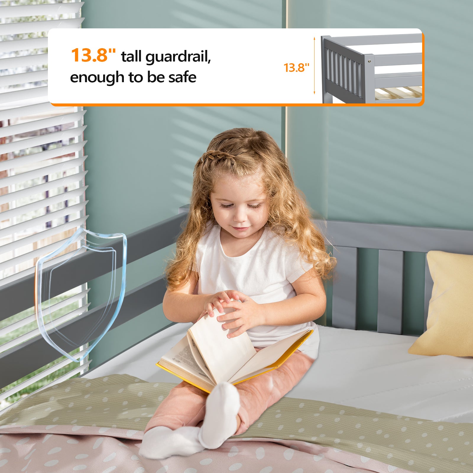 JOYMOR Low Loft Bed with Stairs Wood Twin Bed Frame