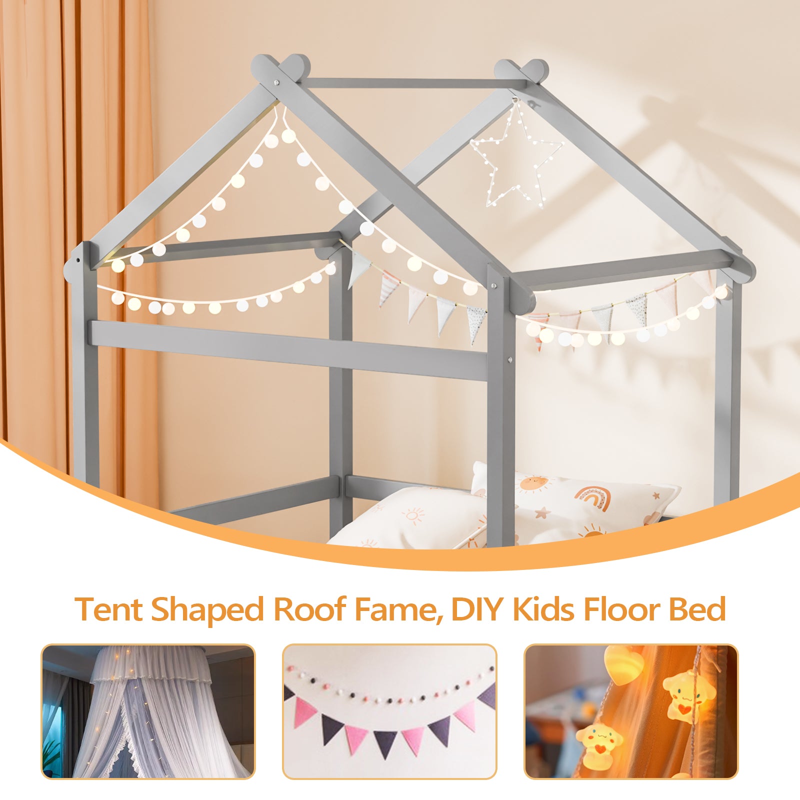 JOYMOR Twin Size Bed Frame Wood Montessori Style Bed