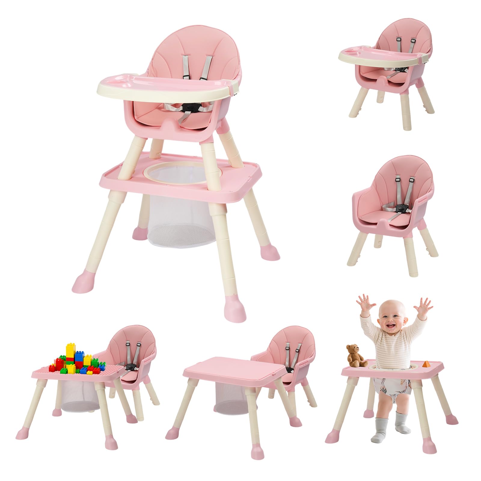 JOYMOR Kids 7 in 1 High Chair Convertible Kids Learning Table and Chair