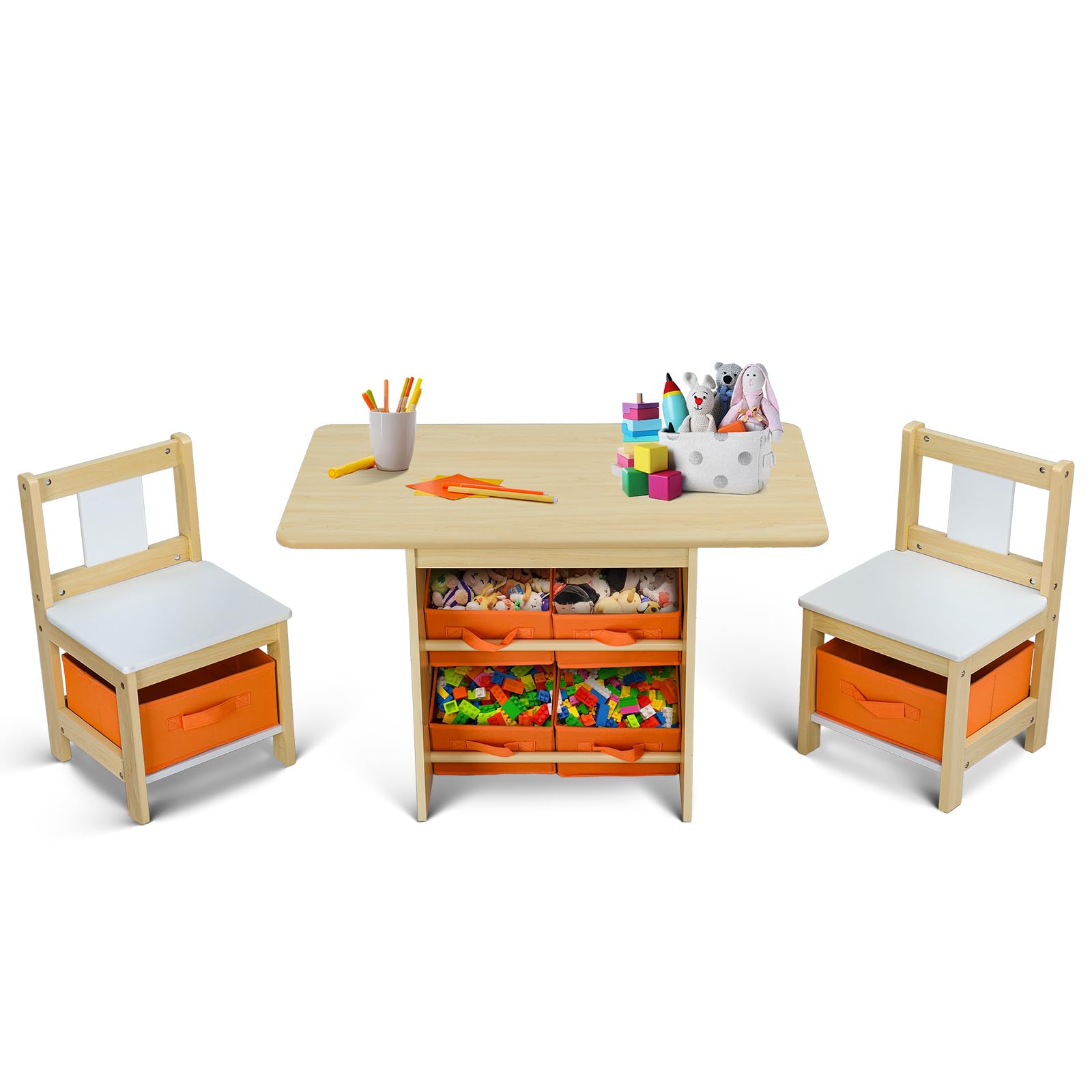 JOYMOR Kids Table and Chairs Set with Removable Storage Drawers