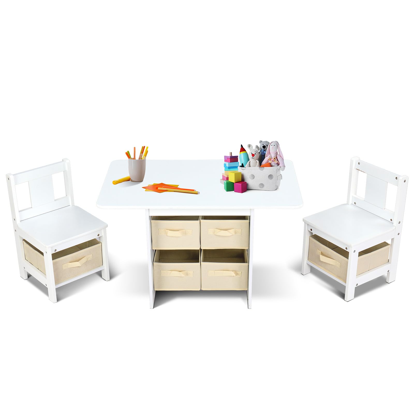 JOYMOR Kids Table and Chairs Set with Removable Storage Drawers