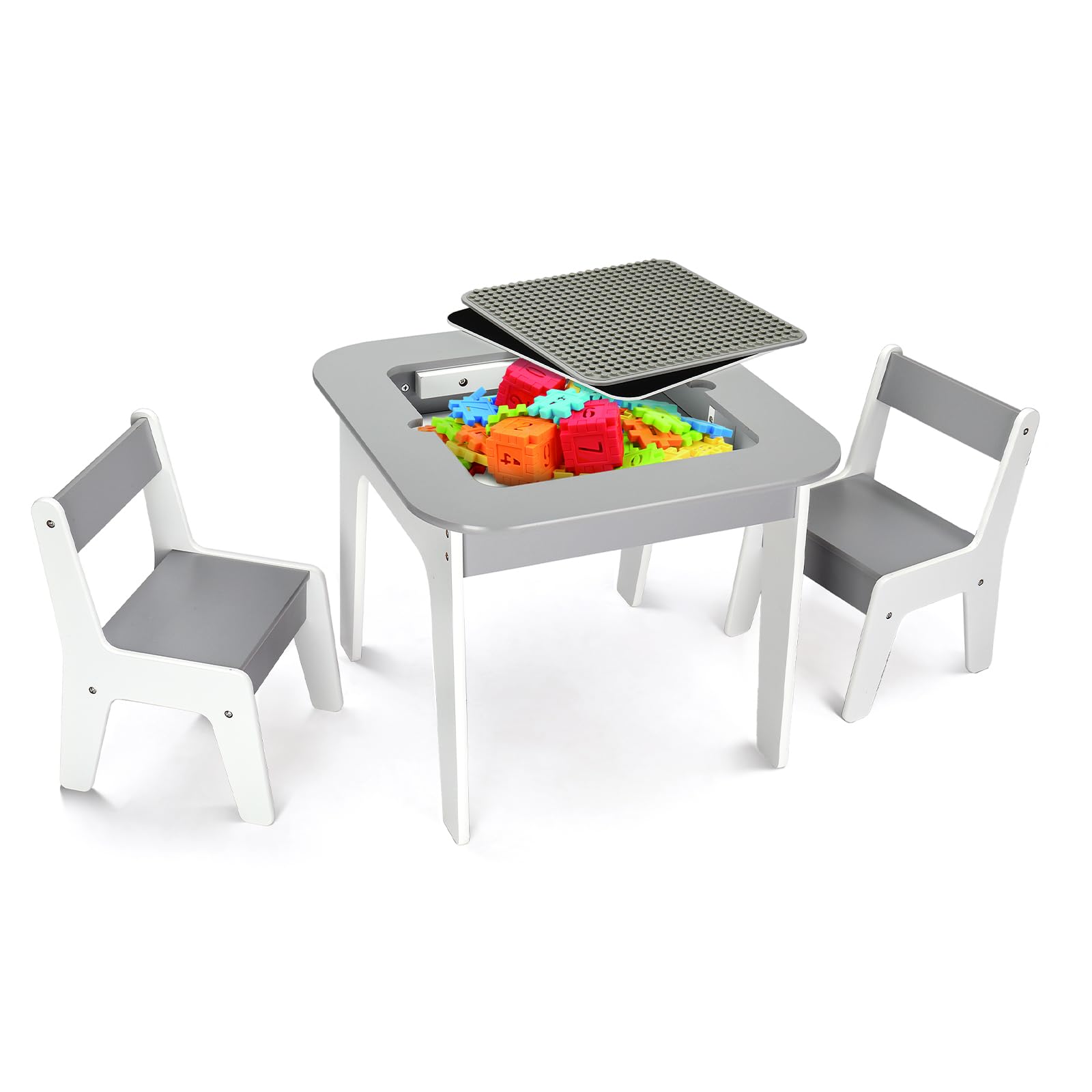 JOYMOR 5-in-1 Wooden Kids Table and Chairs Set