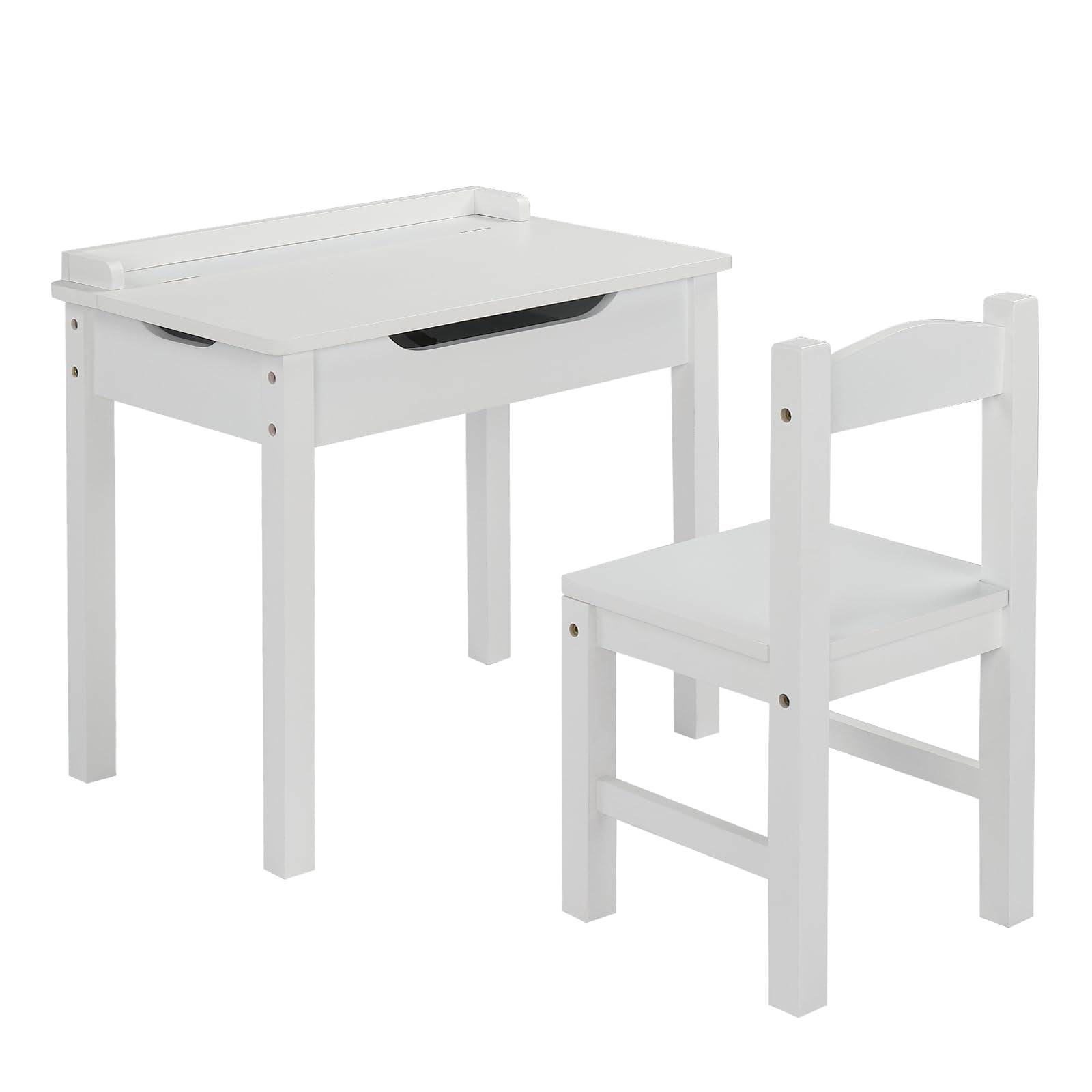 JOYMOR Wooden Lift-Top Desk Set Kids Table and Chair with Storage