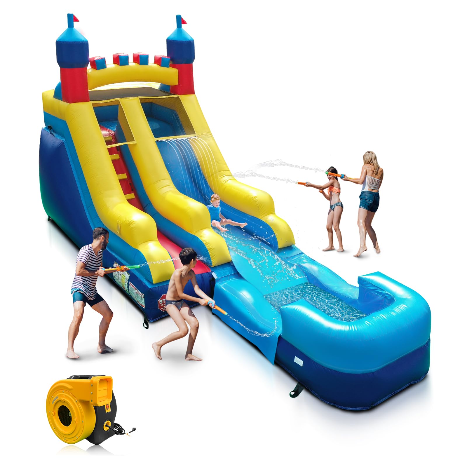JOYMOR Commercial-Grade Inflatable Bounce House with Splash Pool and Slide
