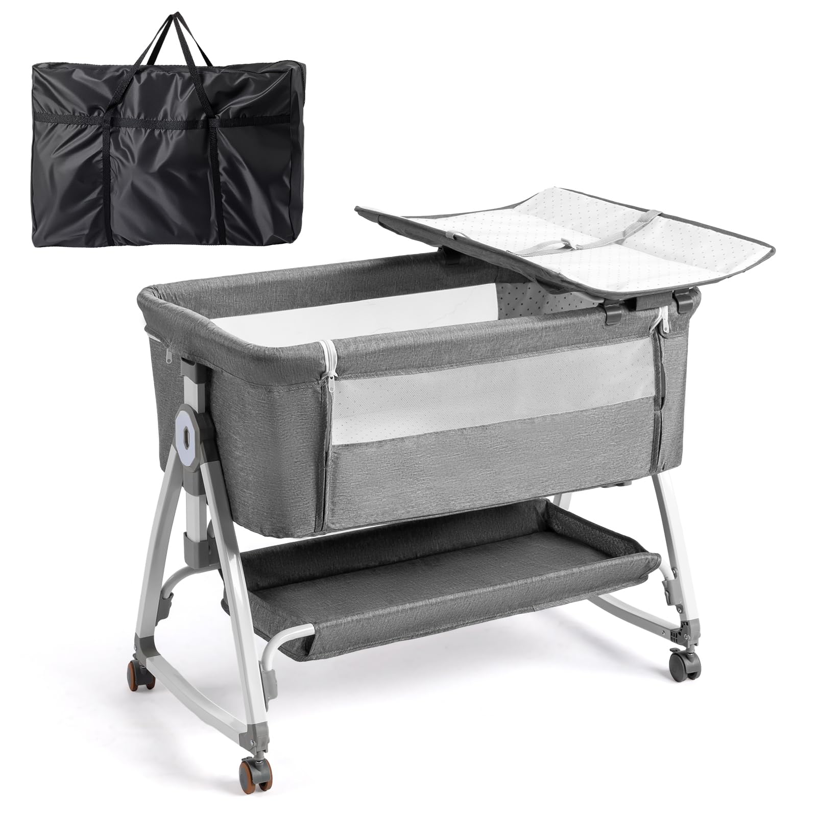 JOYMOR 4 in 1 Baby Bassinet Crib Bedside Sleeper with Changing Table