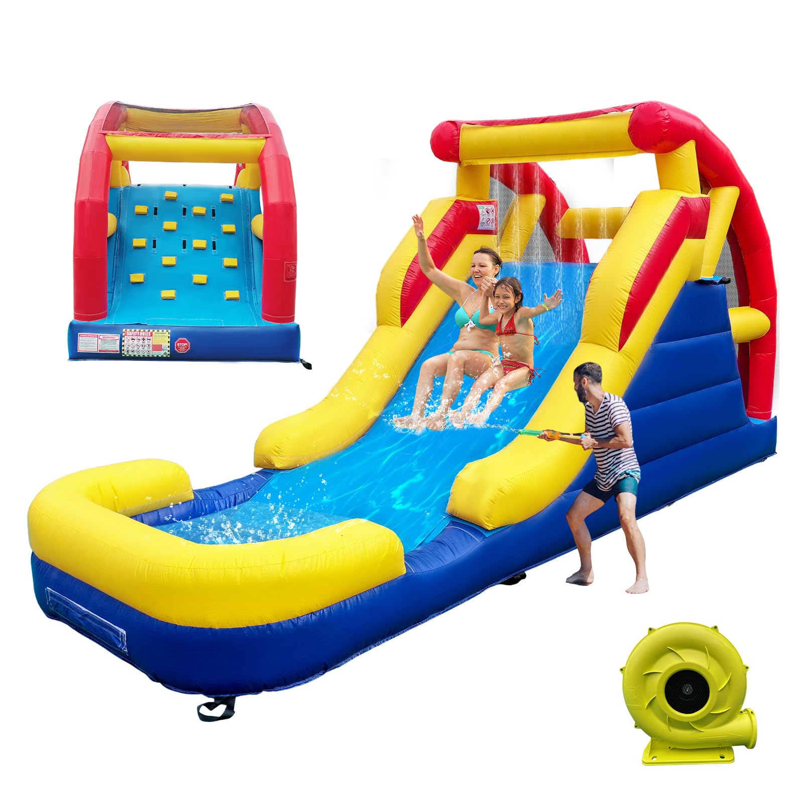 JOYMOR Commercial Grade Inflatable Water Slide with Climbing Wall