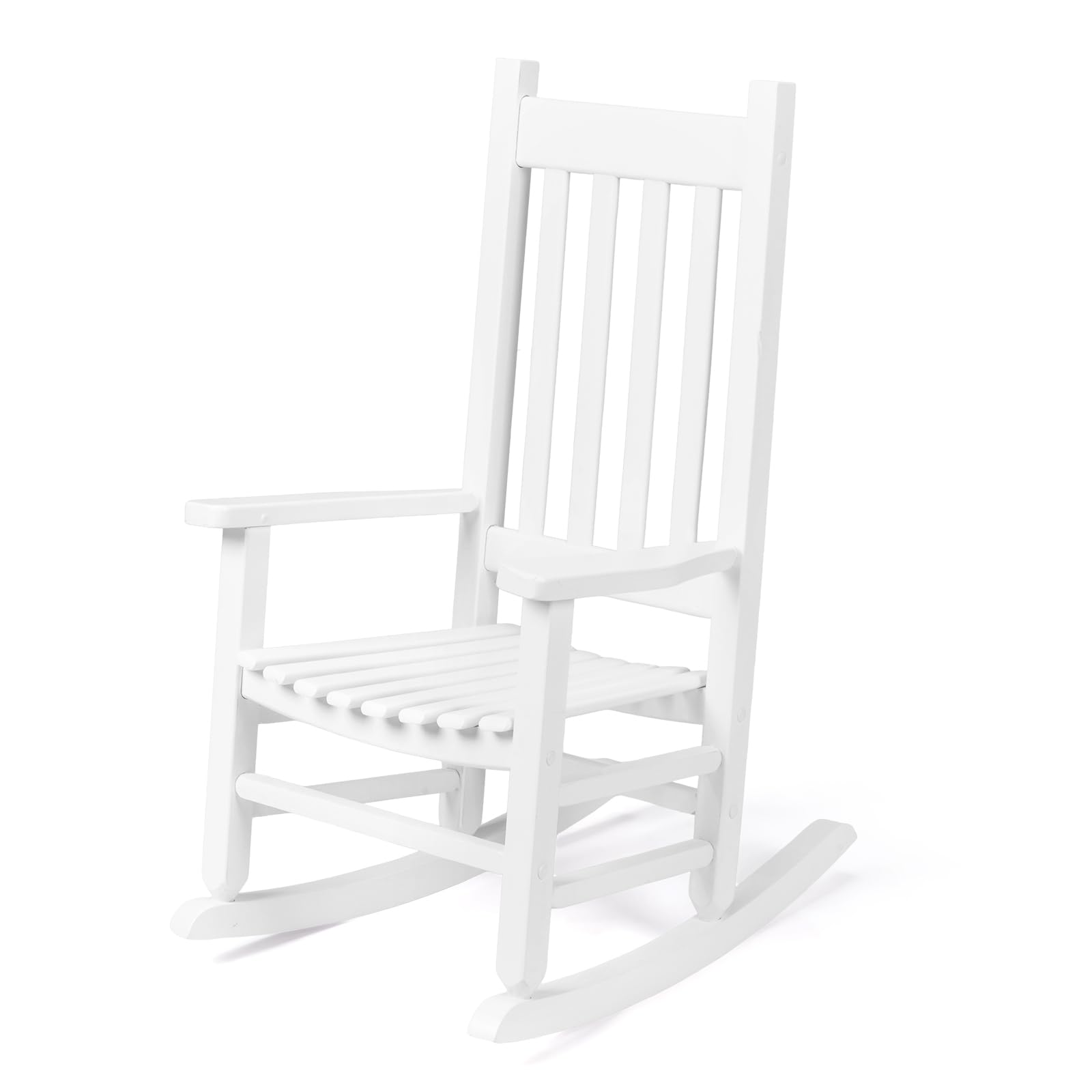 JOYMOR Wooden Rocking Chair with High Backrest Outdoor Toddler Porch Rocker