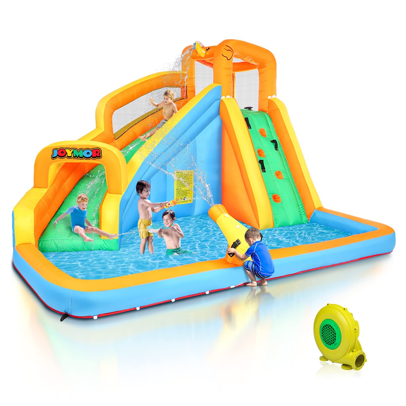 JOYMOR Kids Inflatable Water Slide Castle – Backyard Summer Bounce House with Pool