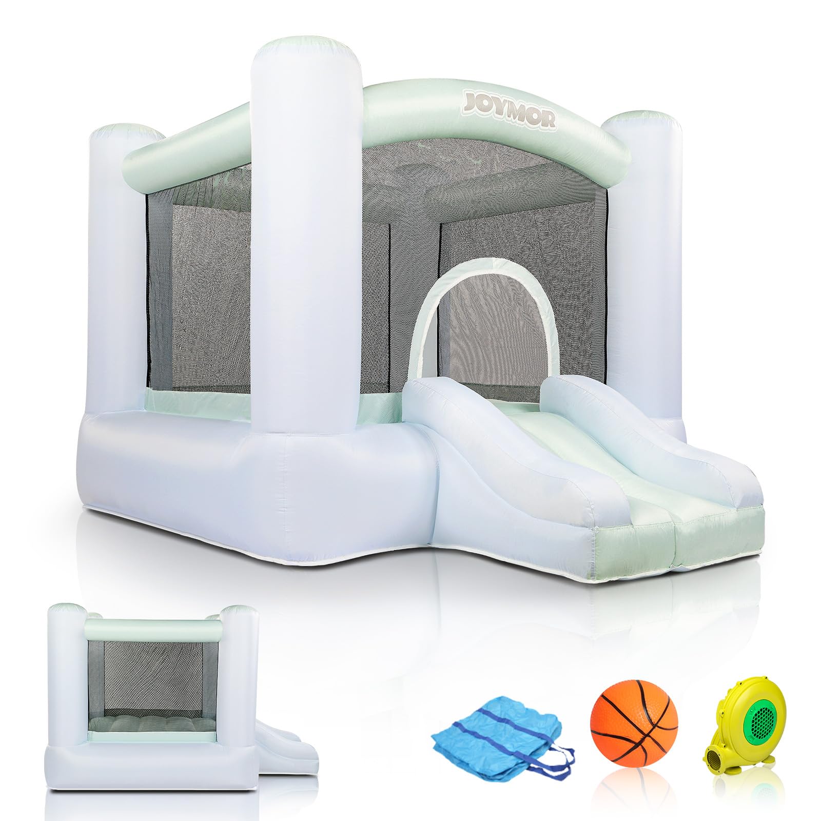 JOYMOR Inflatable Bounce Slide Castle House with Blower – Indoor & Outdoor Playhouse