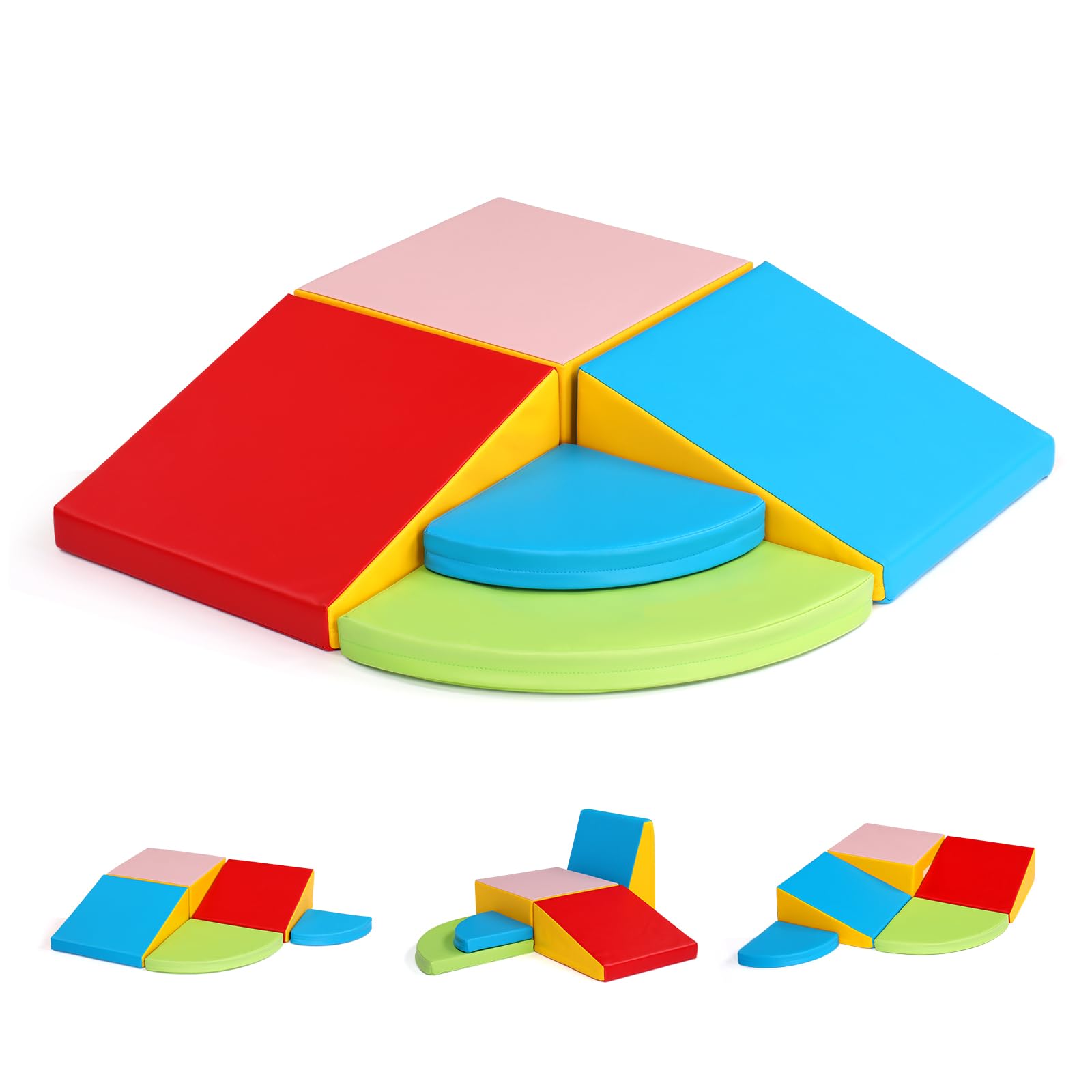 JOYMOR 5-Piece Foam Climbing Blocks for Toddlers with PU Leather