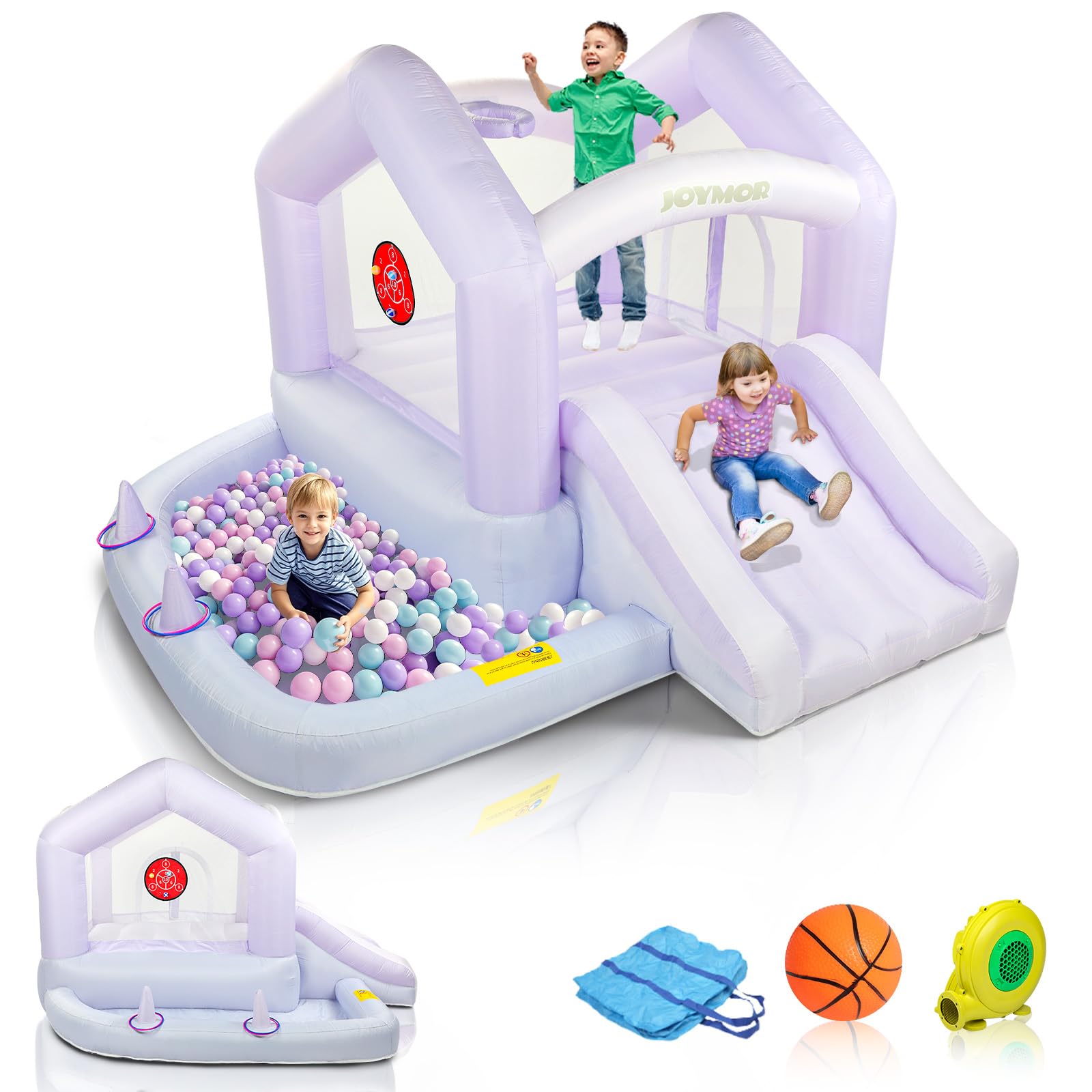 JOYMOR 6-in-1 Gradient Inflatable Bounce House with Slide & Play Area