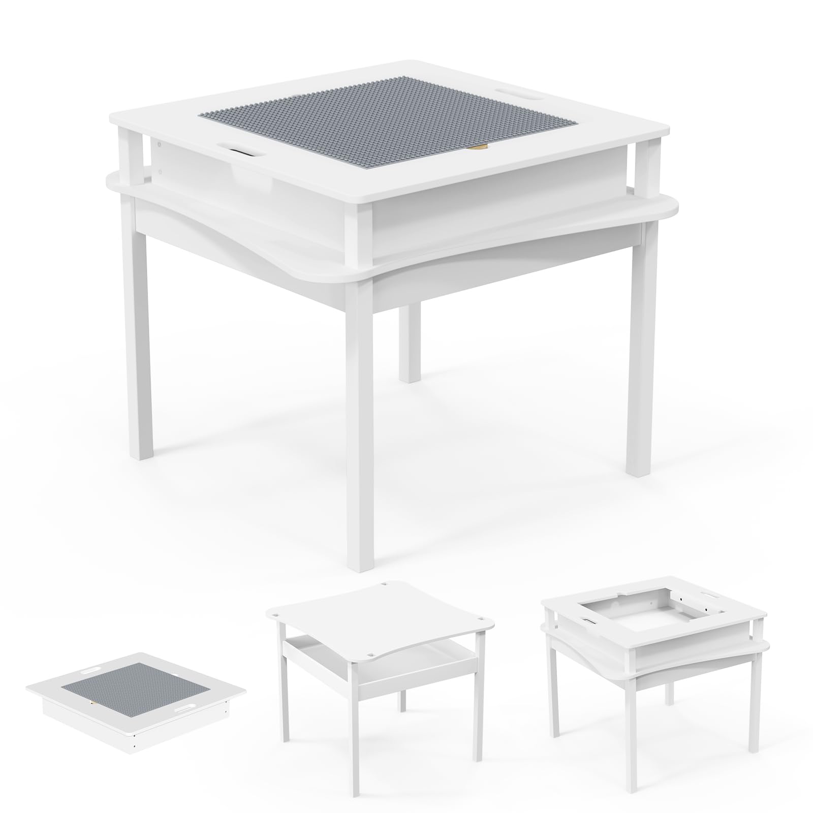 JOYMOR 2-in-1 Block Table Kids Play Table with Storage