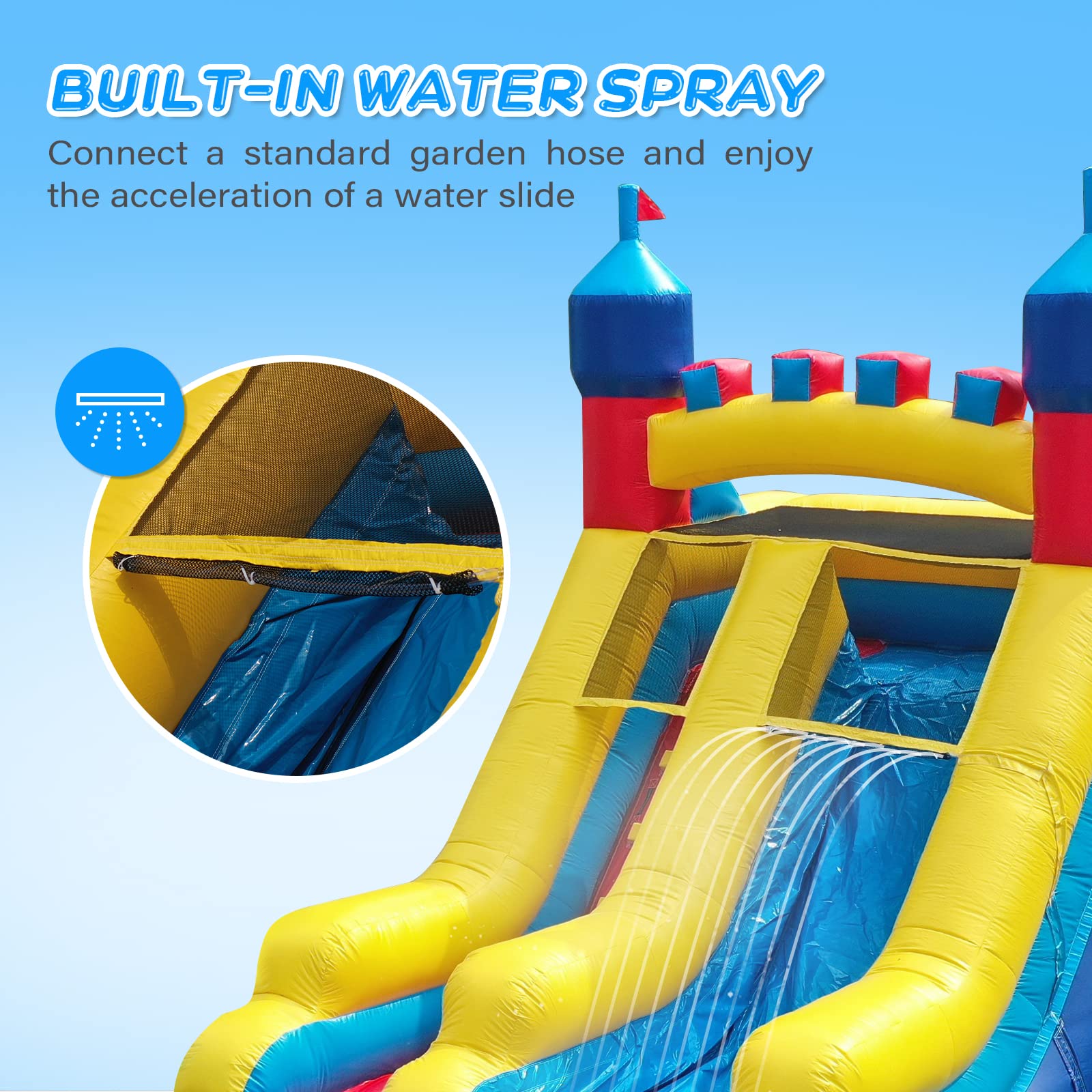 JOYMOR Commercial-Grade Inflatable Bounce House with Splash Pool and Slide