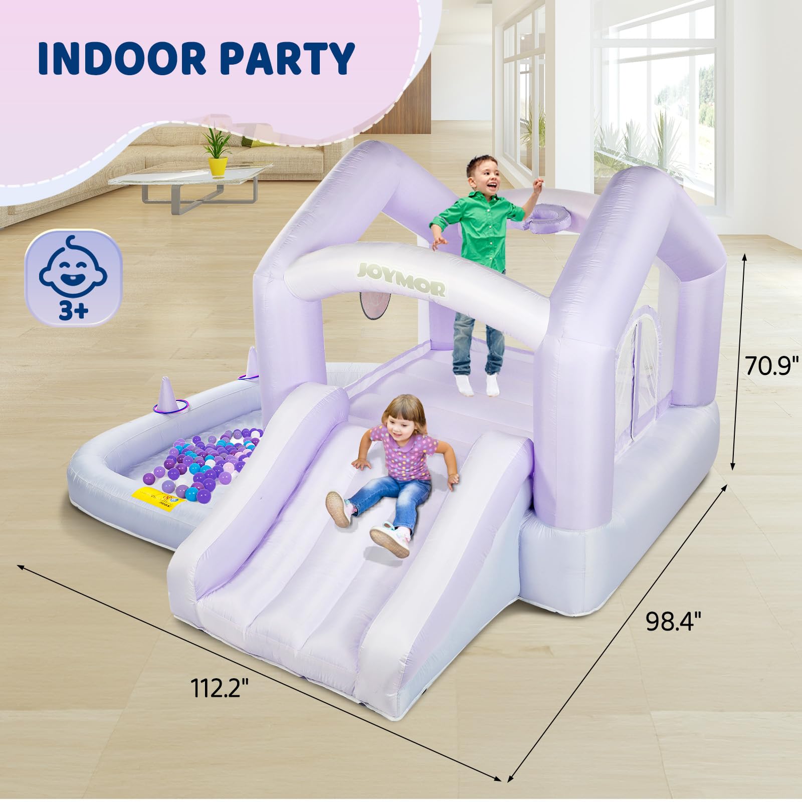 JOYMOR 6-in-1 Gradient Inflatable Bounce House with Slide & Play Area