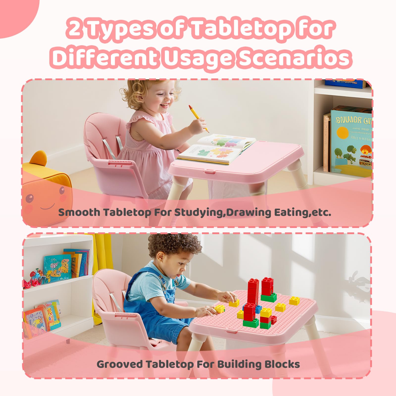 JOYMOR Kids 7 in 1 High Chair Convertible Kids Learning Table and Chair