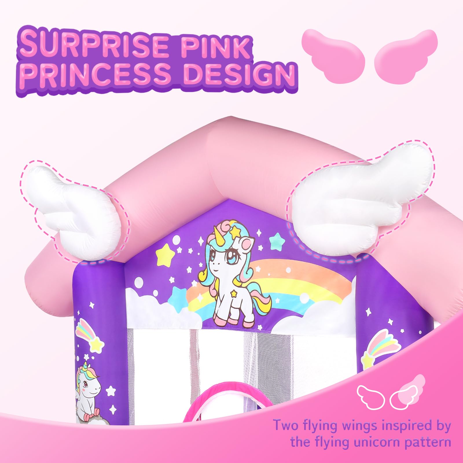 JOYMOR Inflatable Bounce Slide Castle House with Blower – Indoor & Outdoor Playhouse