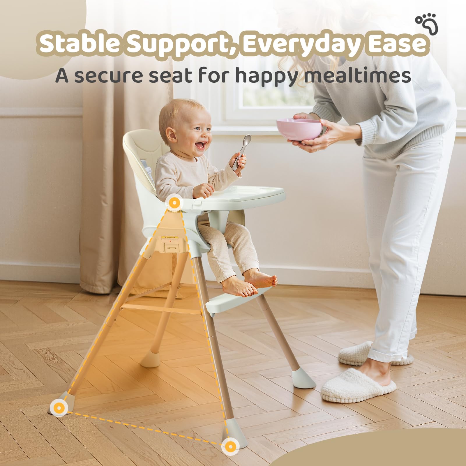 JOYMOR 5 in 1 Convertible Baby High Chair with Removable Double Tray