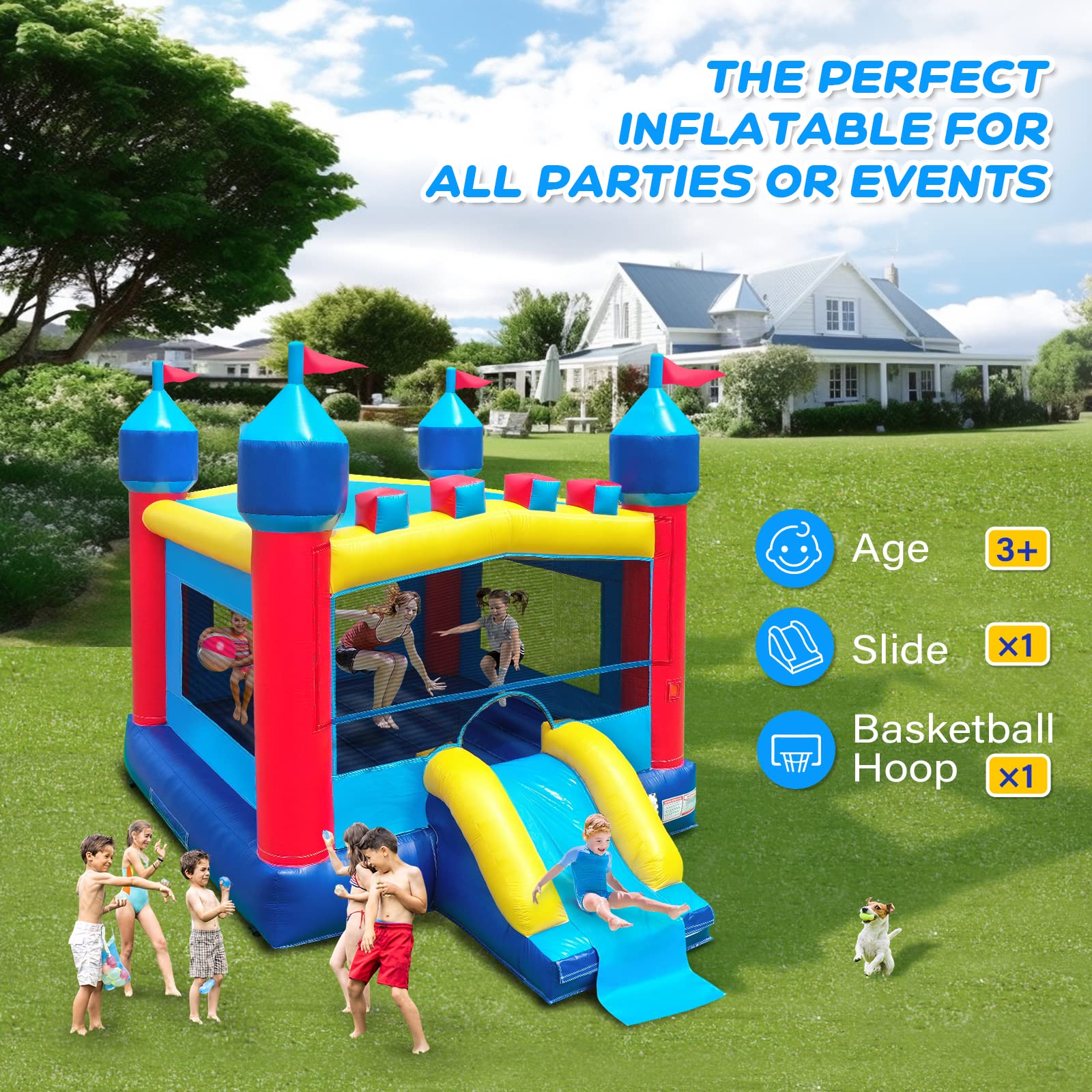JOYMOR Commercial Water Slide Inflatable Bounce House with Air Blower
