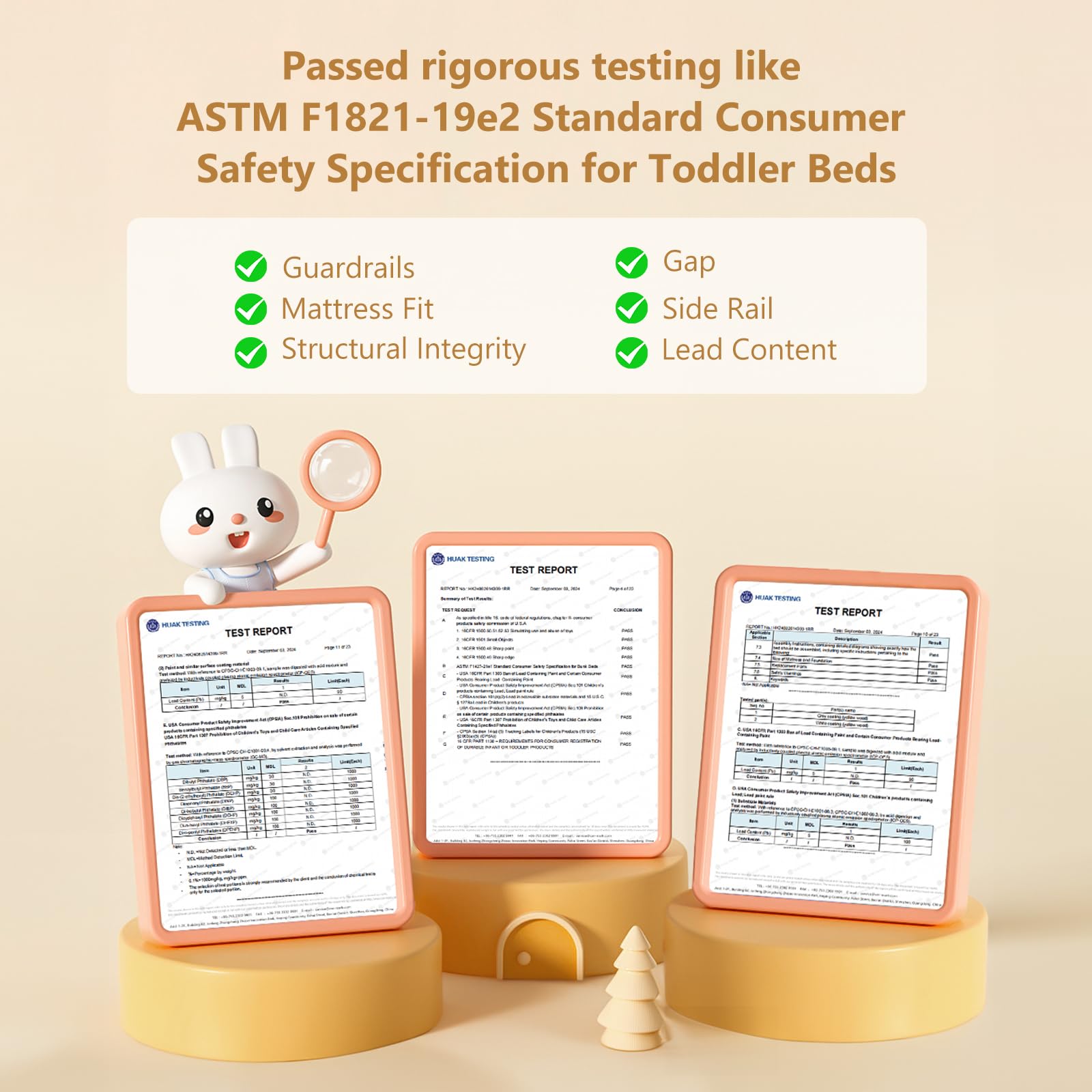 JOYMOR Toddler Bed Kids Floor Bed Frame with Guard Rails