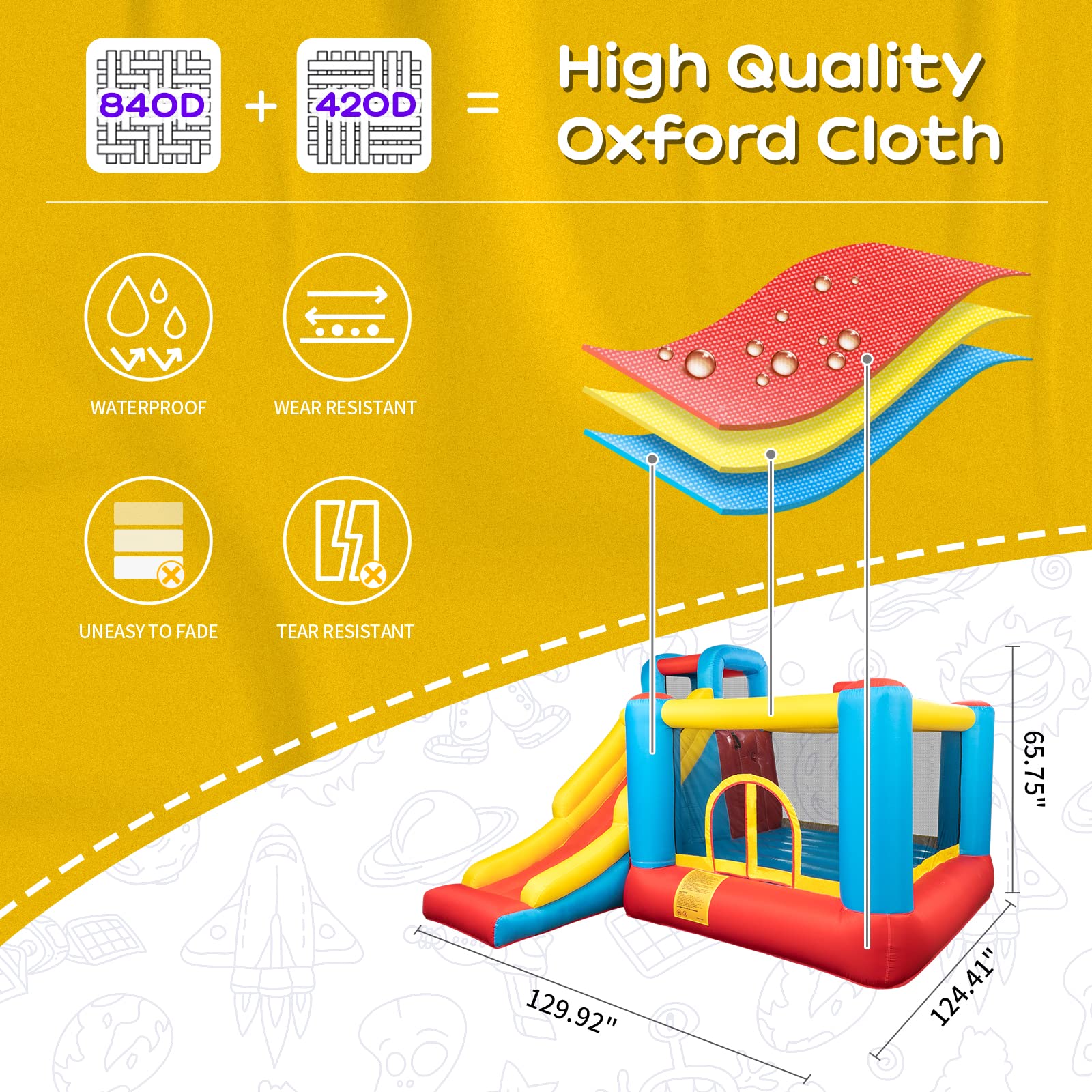 JOYMOR Inflatable Slide Bounce Castle House with Air Blower for Kids