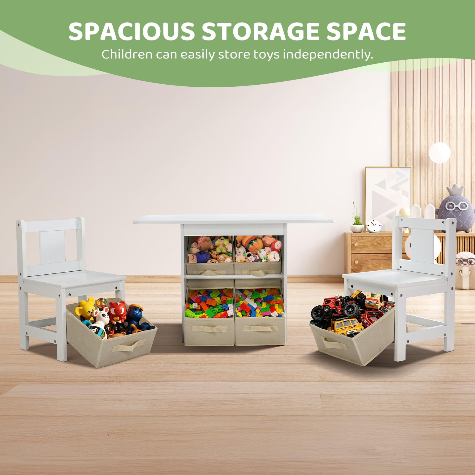 JOYMOR Kids Table and Chairs Set with Removable Storage Drawers