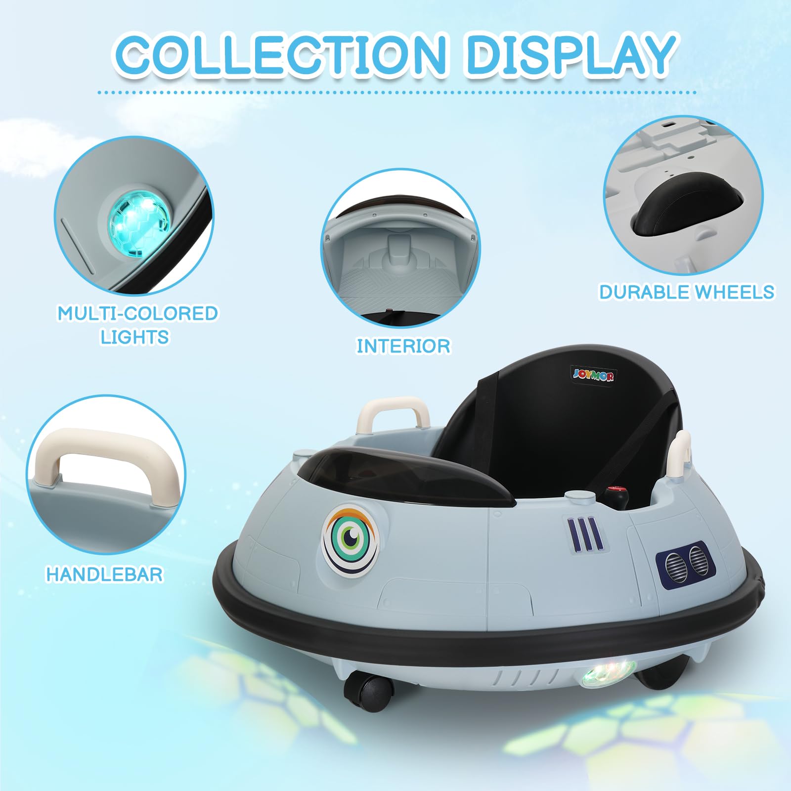 JOYMOR 12V Kids Electric Ride On Bumper Car 2 Speed w/Remote Control