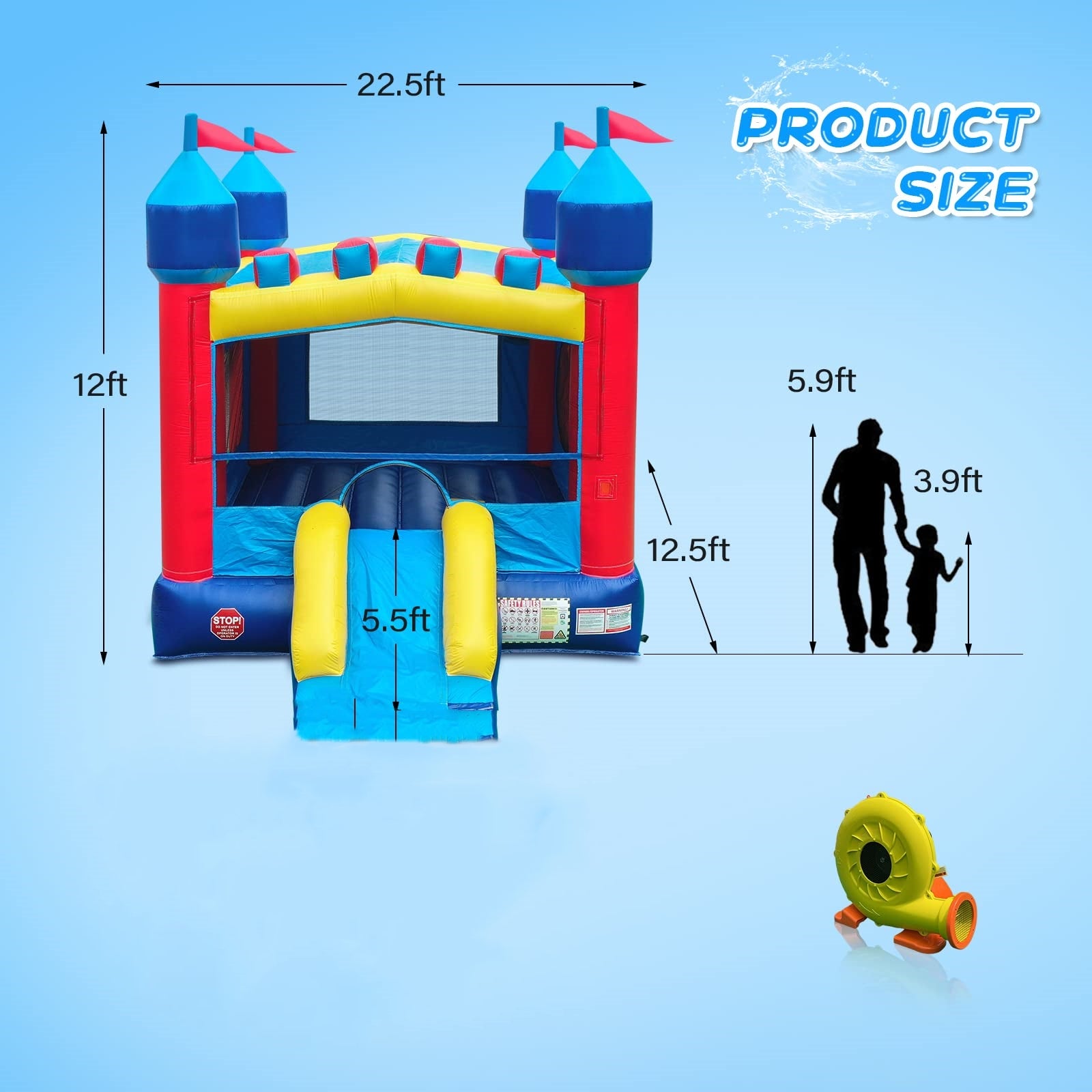 JOYMOR Commercial Water Slide Inflatable Bounce House with Air Blower