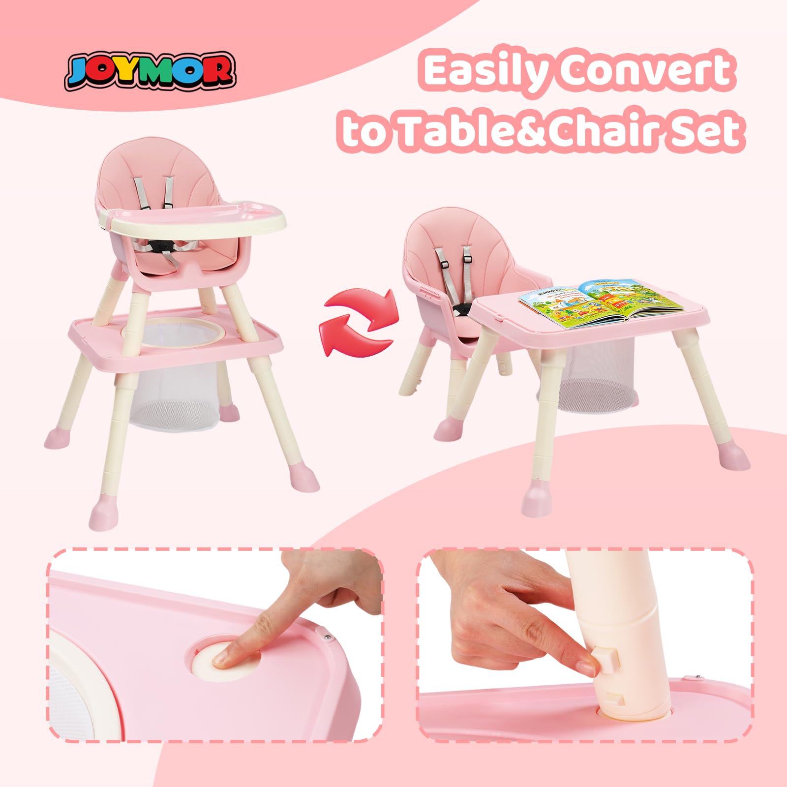 JOYMOR Kids 7 in 1 High Chair Convertible Kids Learning Table and Chair