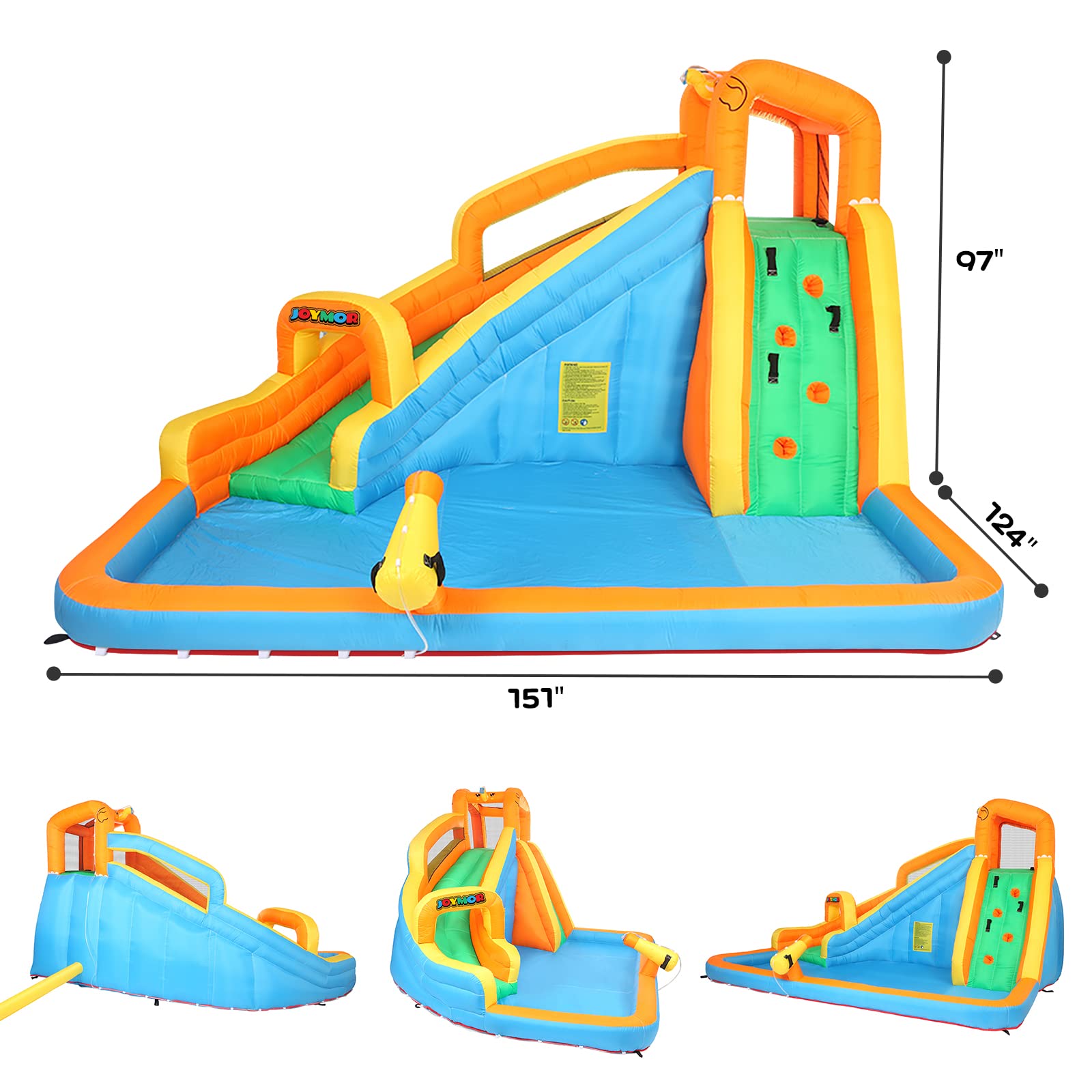 JOYMOR Kids Inflatable Water Slide Castle – Backyard Summer Bounce House with Pool