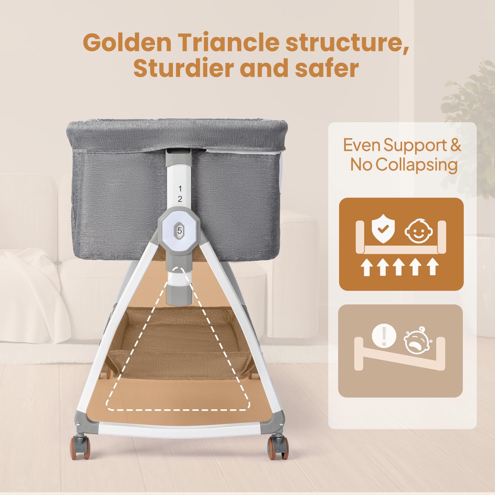 JOYMOR 4 in 1 Baby Bassinet Crib Bedside Sleeper with Changing Table