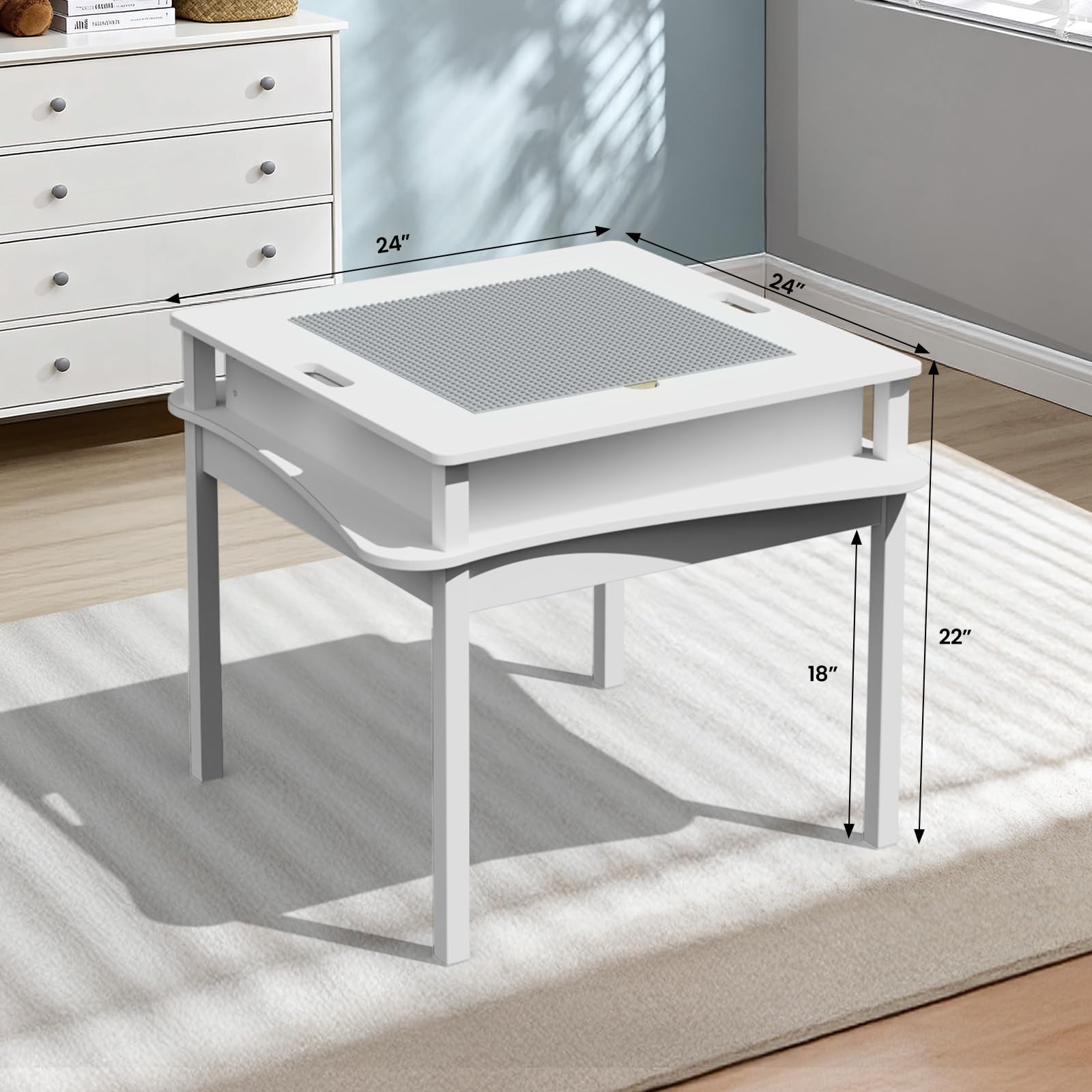 JOYMOR 2-in-1 Block Table Kids Play Table with Storage