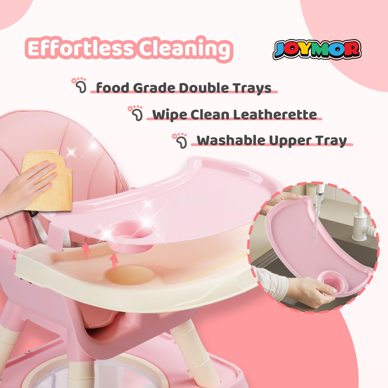 JOYMOR Kids 7 in 1 High Chair Convertible Kids Learning Table and Chair