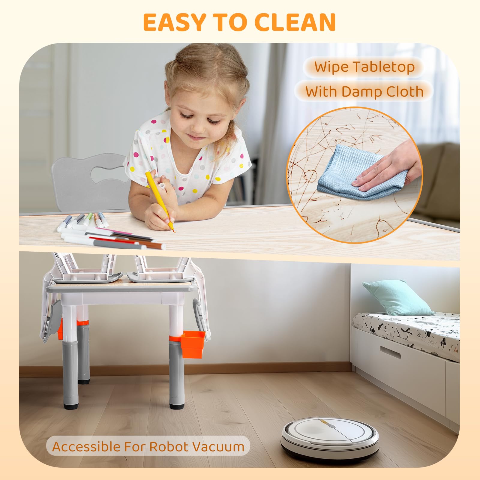 JOYMOR Kids Table and Chairs Set Height Adjustable Toddler Desktop