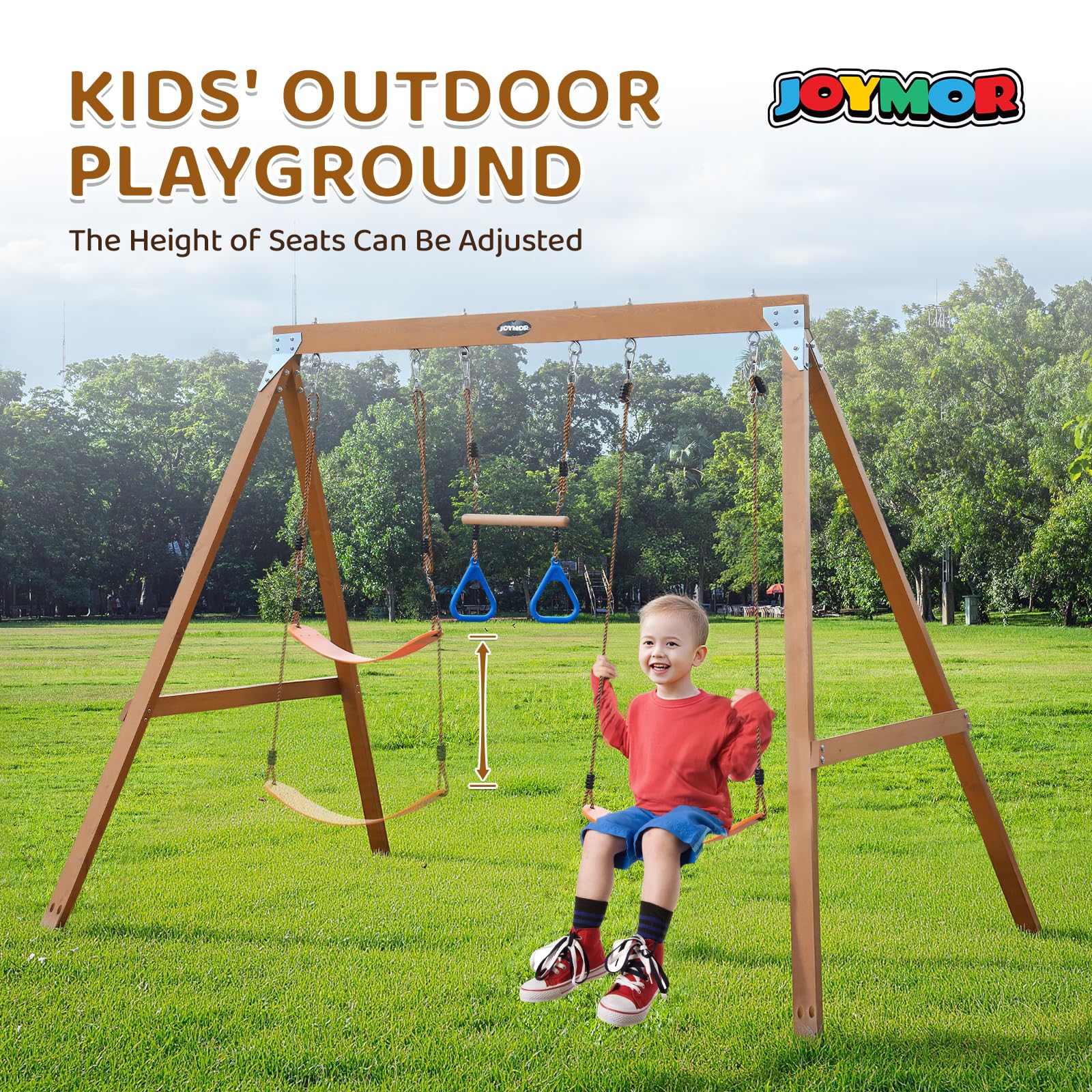 JOYMOR A-Frame Wooden Swing Set 390lbs