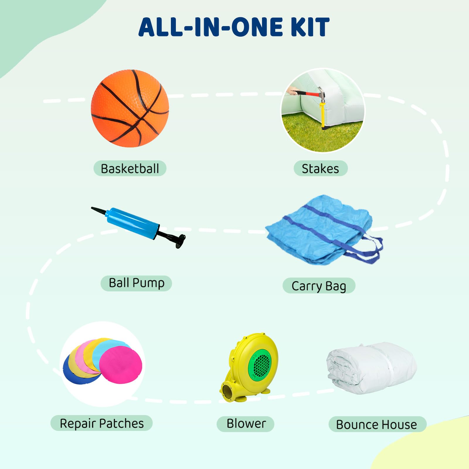 JOYMOR Inflatable Bounce Slide Castle House with Blower – Indoor & Outdoor Playhouse