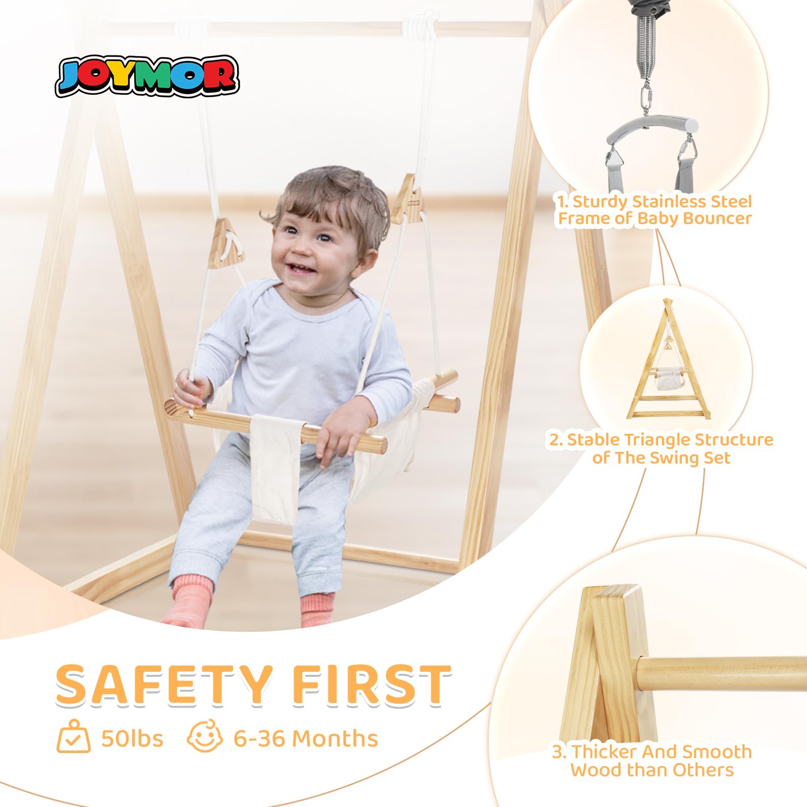 JOYMOR Foldable Swing Set with Stand Premium Montessori for Baby and Toddler